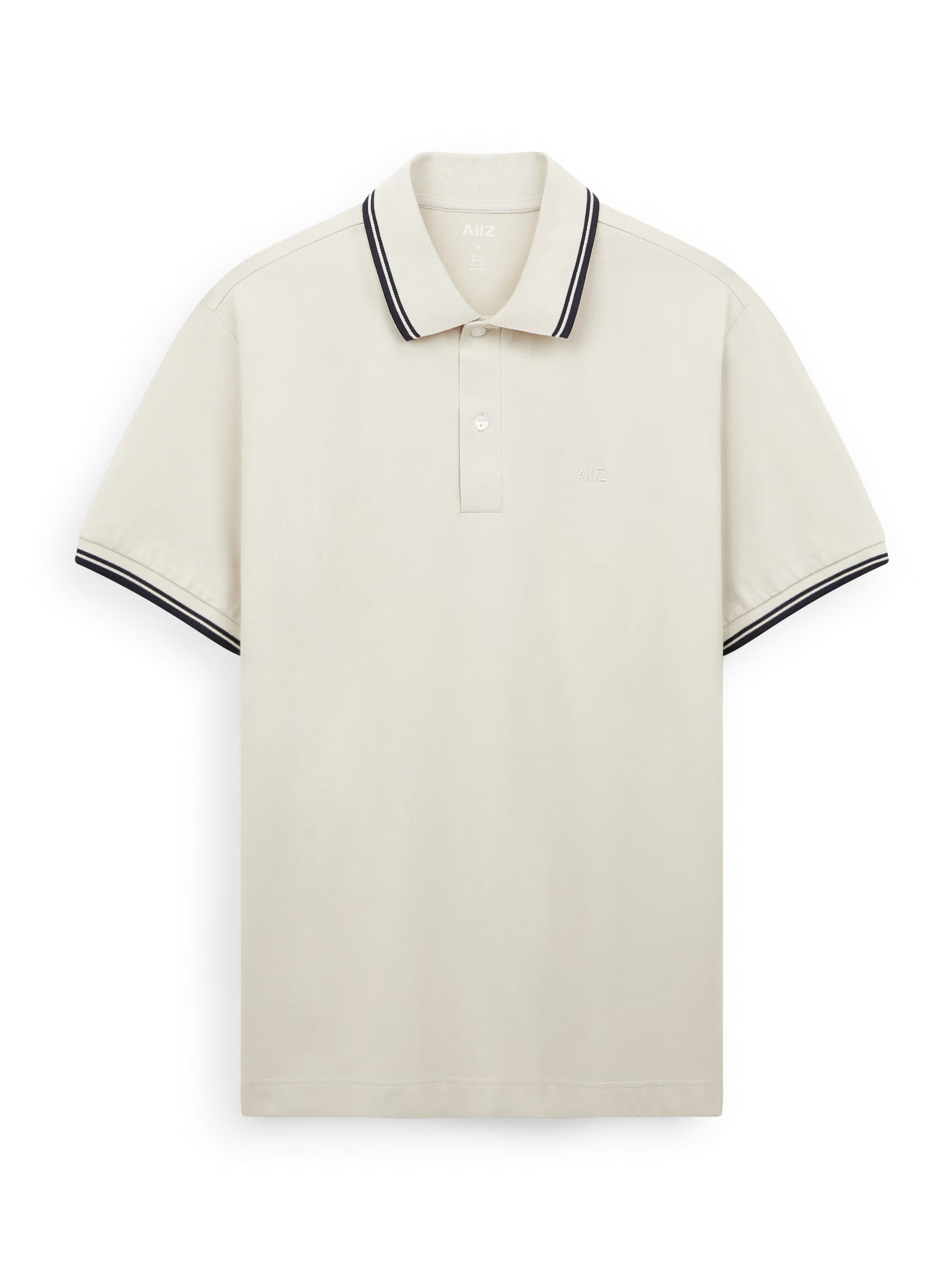 AIIZ Men’s Tipping Polo Shirt (Beige / S)
