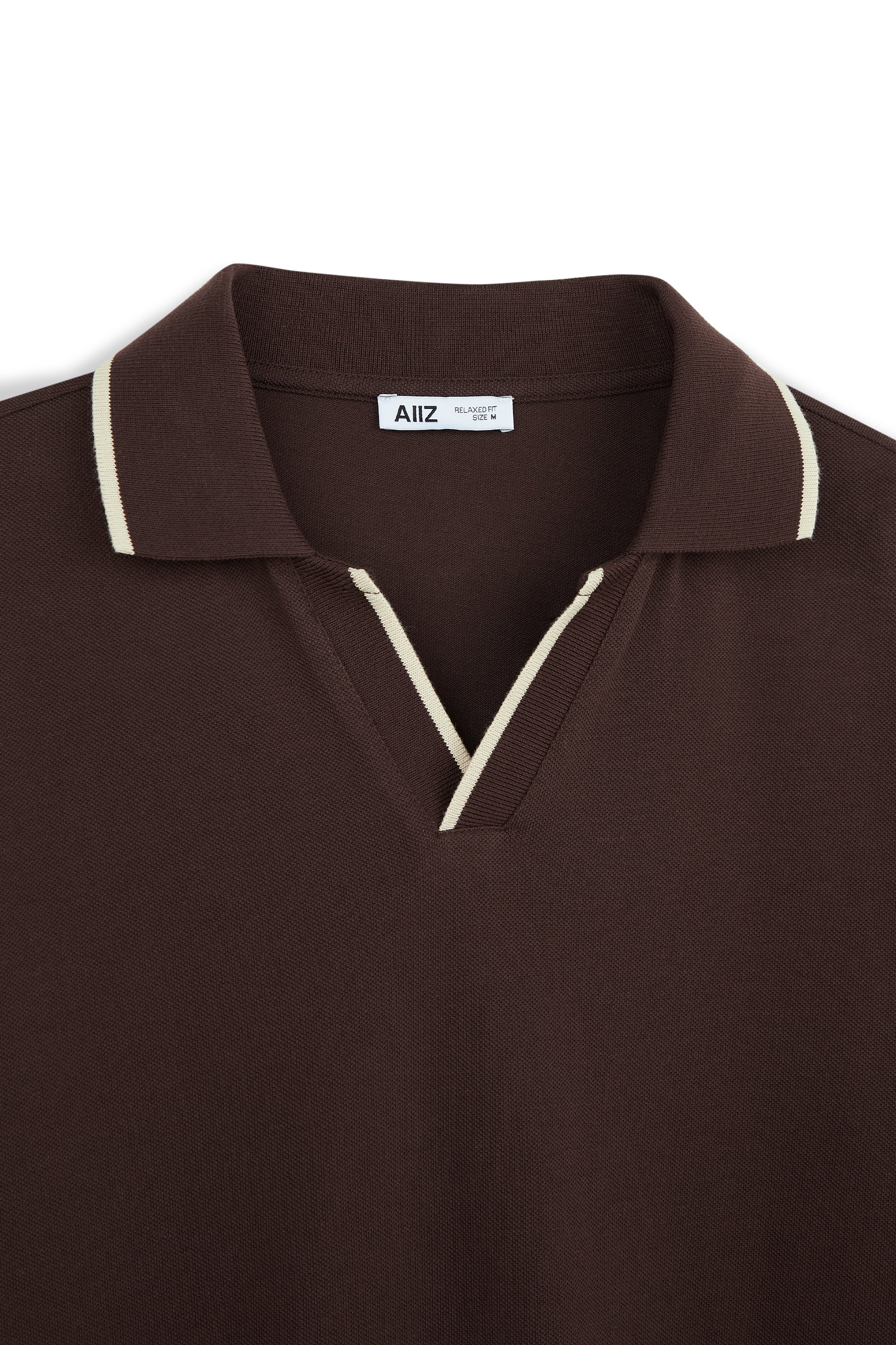 AIIZ Men’s Tipping Open Collar Polo Shirt