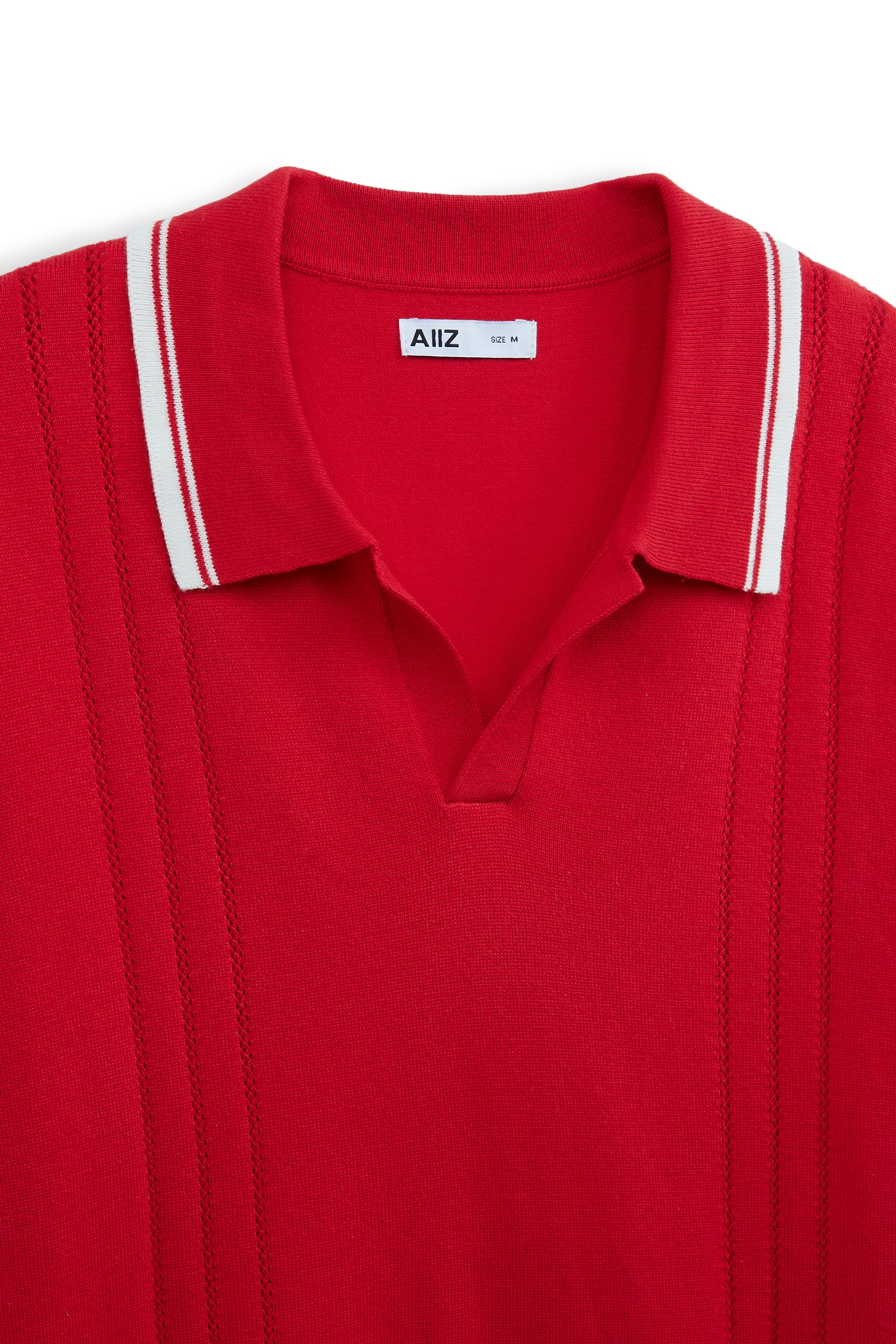 AIIZ Men's Short Sleeve Knitted Polo with Tipping