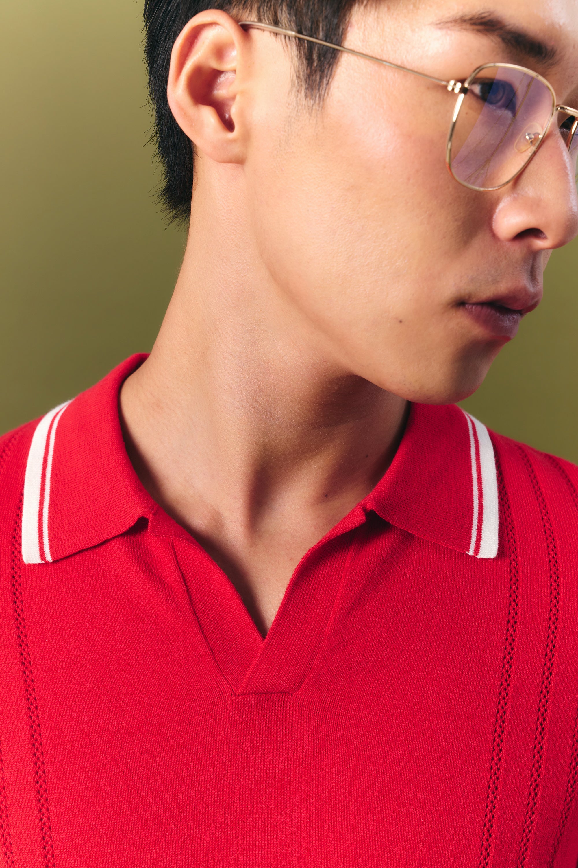 AIIZ Men's Short Sleeve Knitted Polo with Tipping
