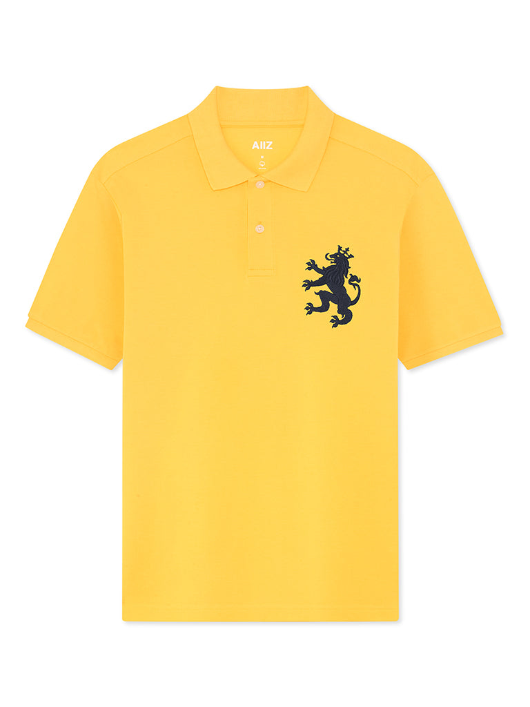Men's Big Lion Pique Polo Shirts (Yellow / S)