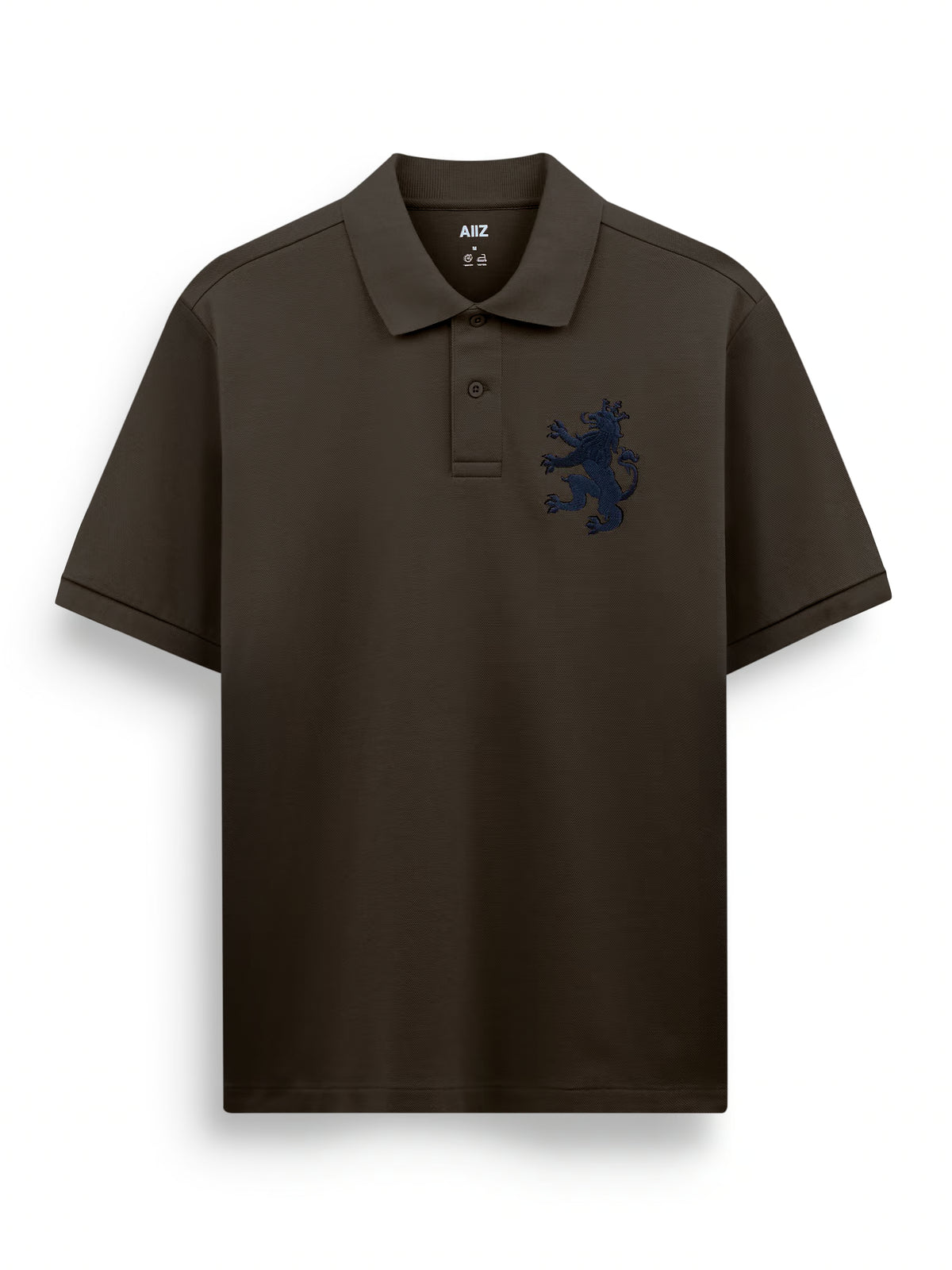 Men's Big Lion Pique Polo Shirt (Dark Brown / S)