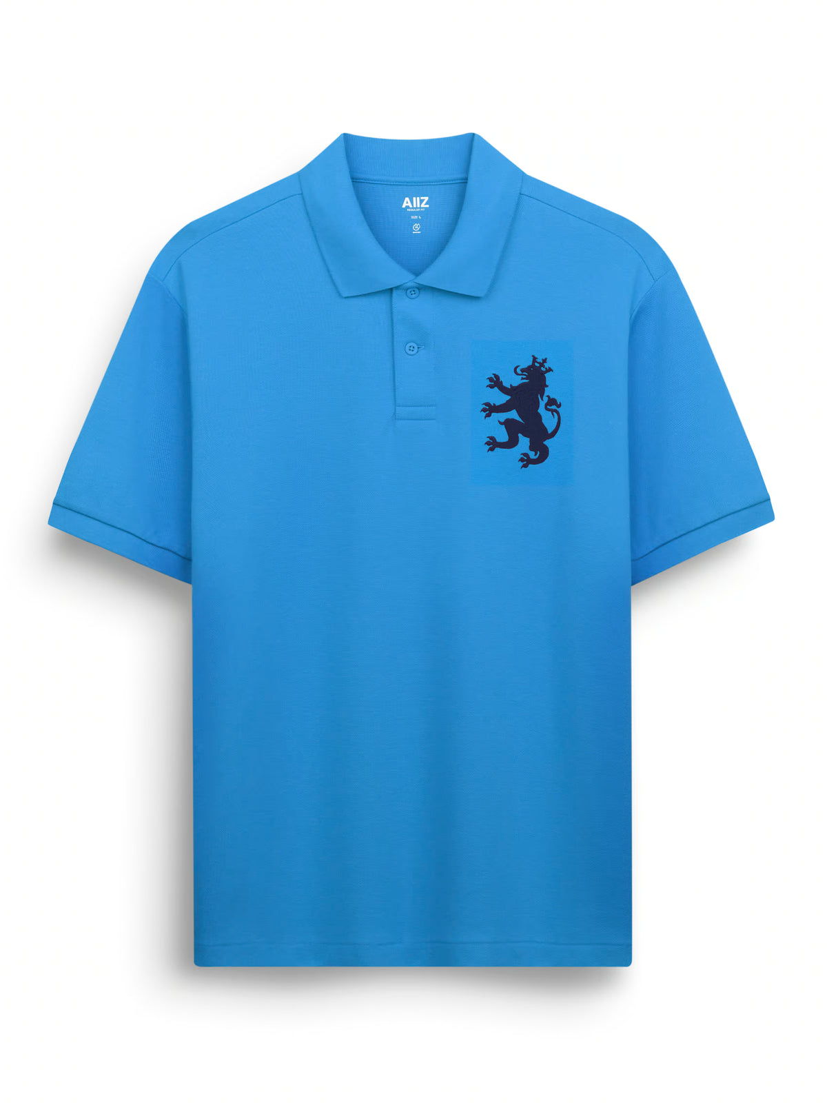 AIIZ Men's Big Lion Pique Polo Shirt (Blue / S)