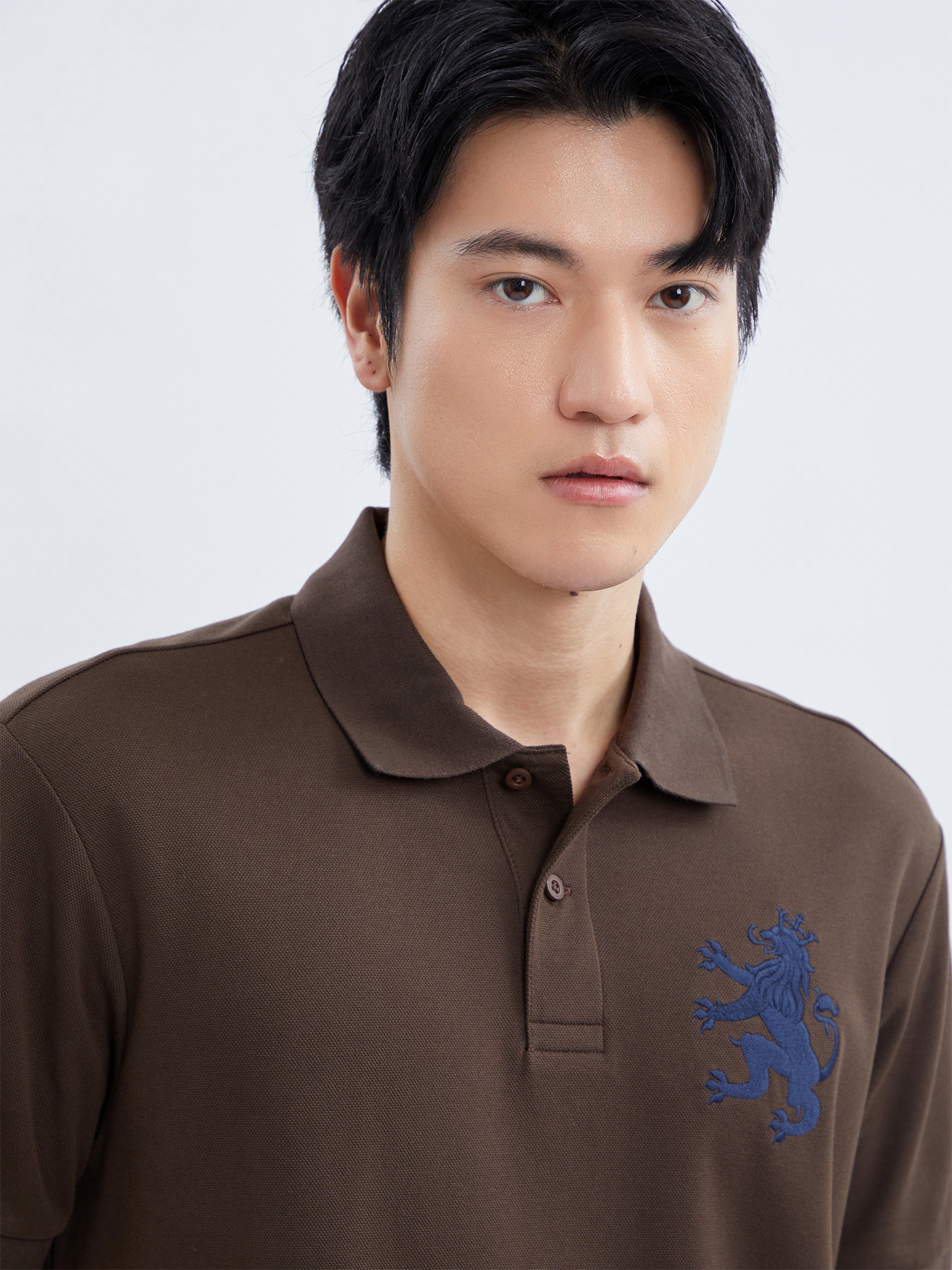 AIIZ Men's Big Lion Pique Polo Shirt