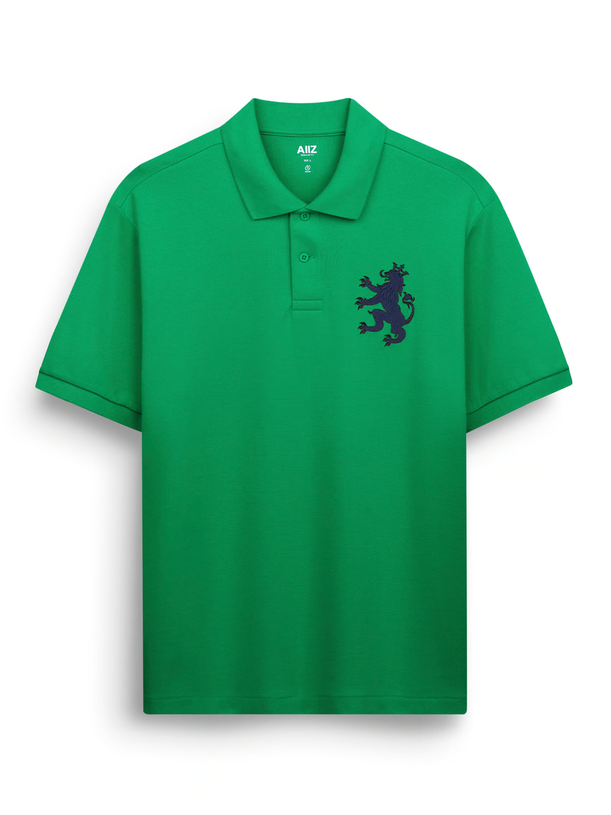 AIIZ Men's Big Lion Pique Polo Shirt (Green / S)