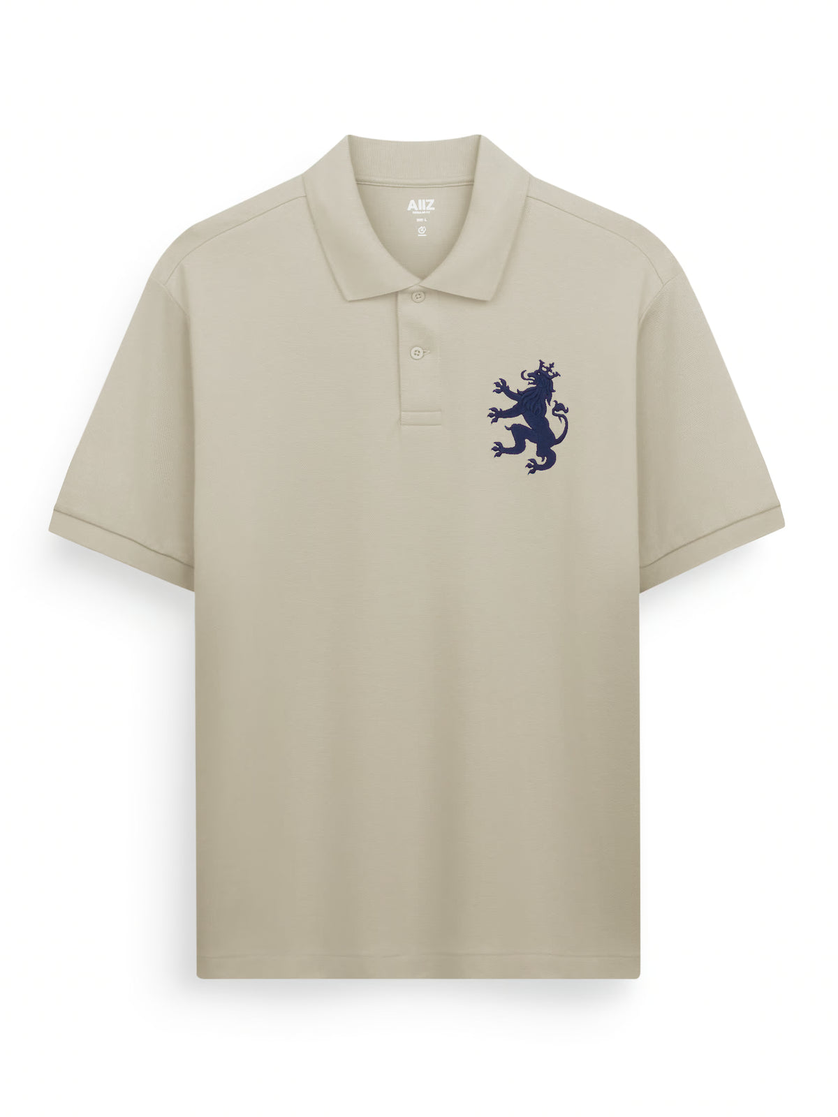 AIIZ Men's Big Lion Pique Polo Shirt (Khaki / S)