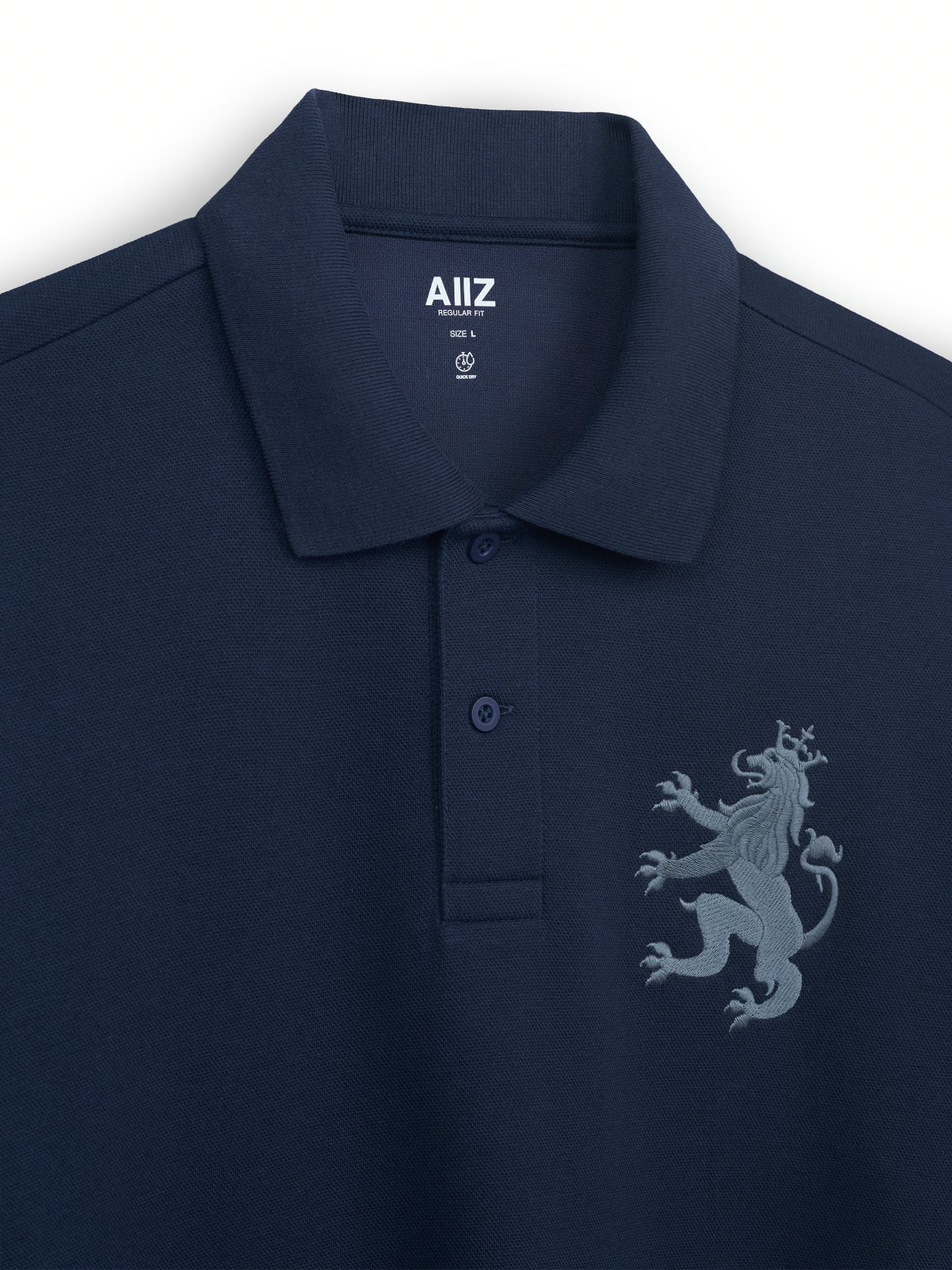 AIIZ Men's Big Lion Pique Polo Shirt