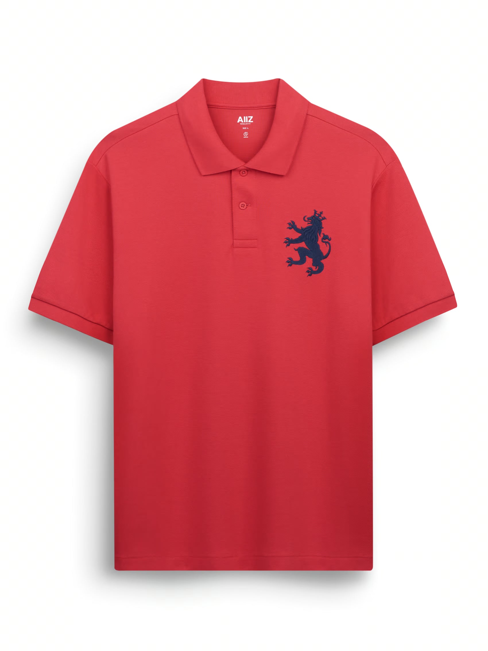 AIIZ Men's Big Lion Pique Polo Shirt