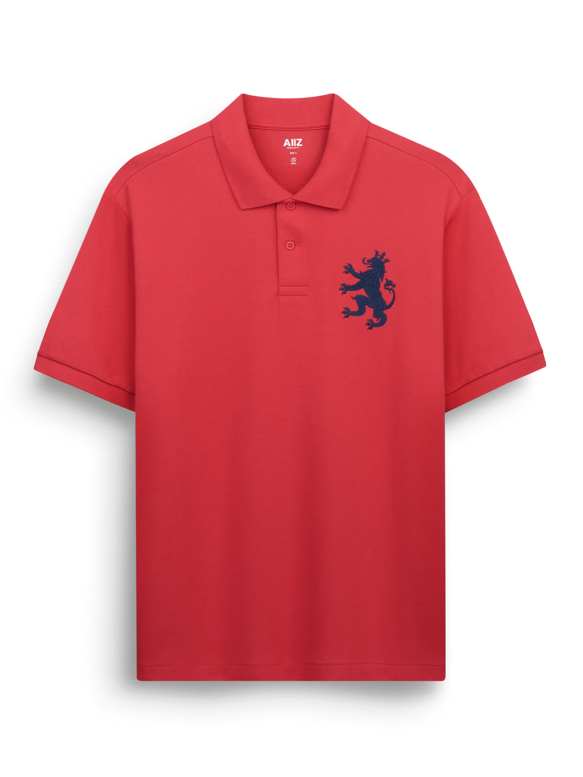 AIIZ Men's Big Lion Pique Polo Shirt (Red / S)