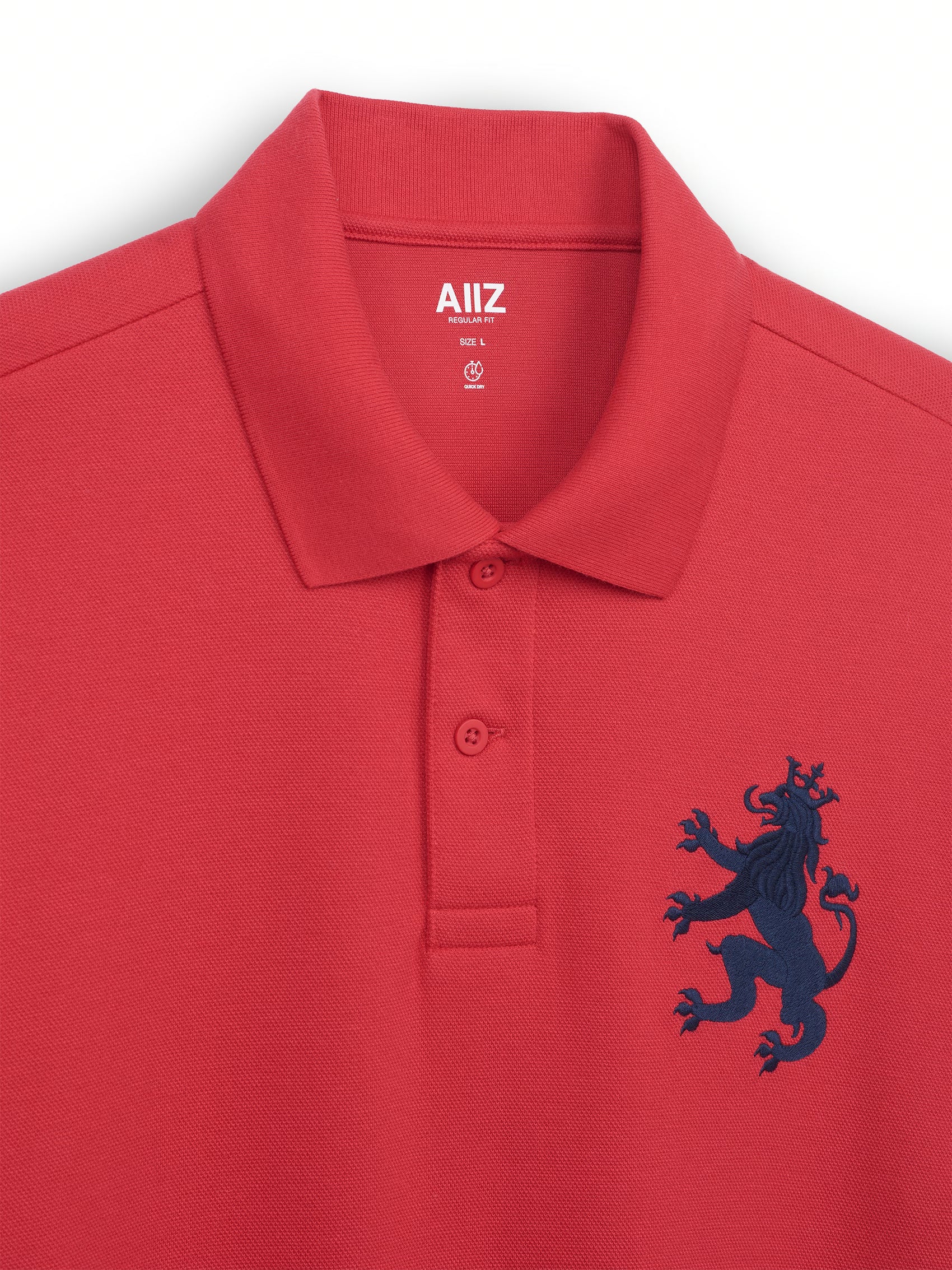 AIIZ Men's Big Lion Pique Polo Shirt