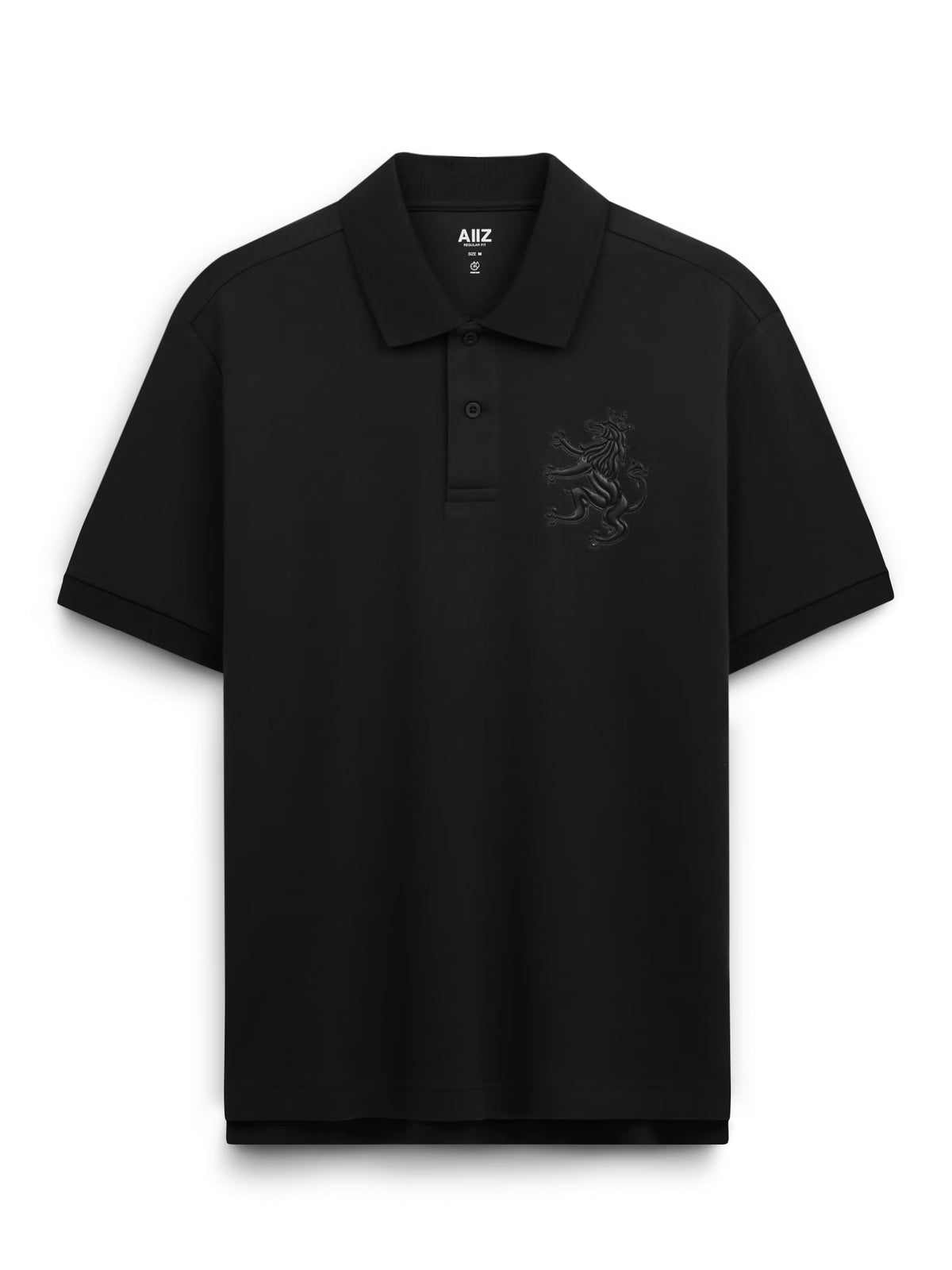 AIIZ Men's Big Lion Pique Polo Shirt (Black / S)