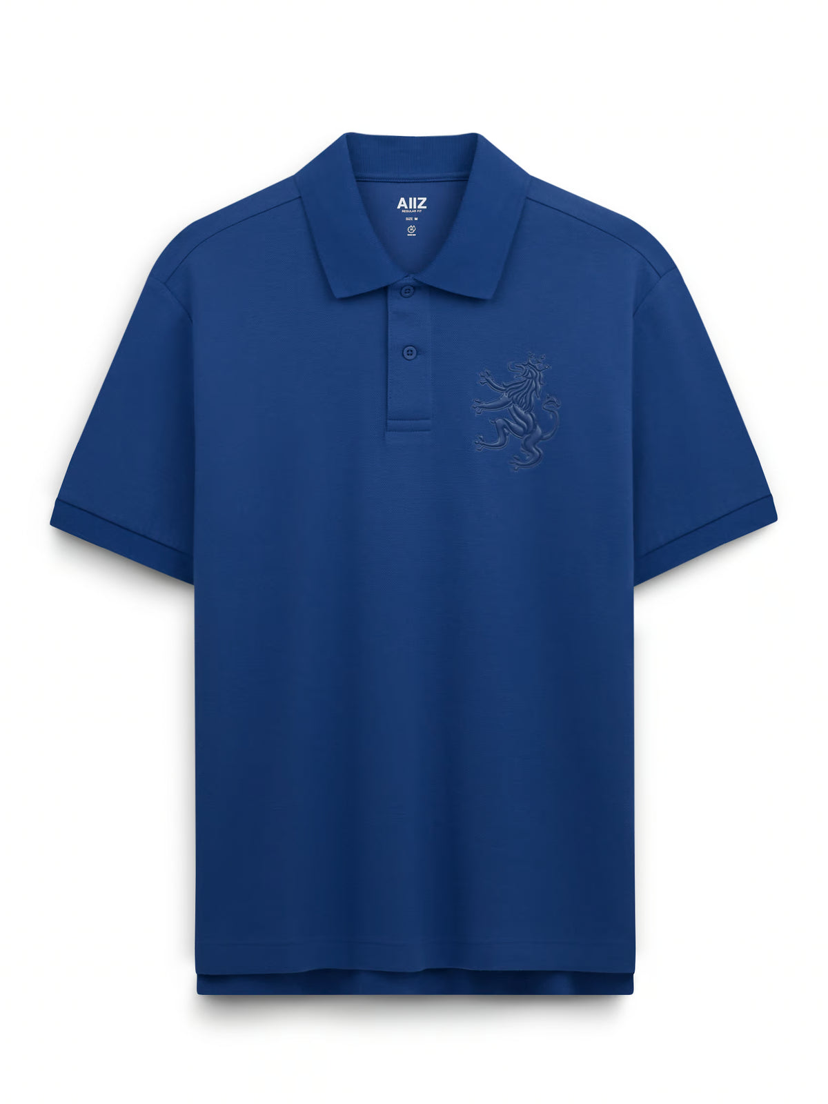 AIIZ Men's Big Lion Pique Polo Shirt (Dark Blue / S)