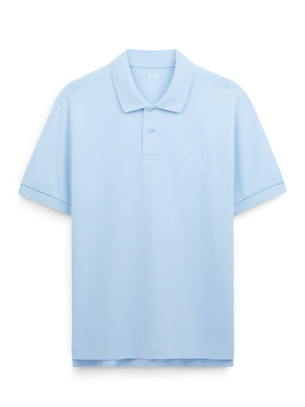AIIZ Men's Big Lion Pique Polo Shirt (Light Blue / S)