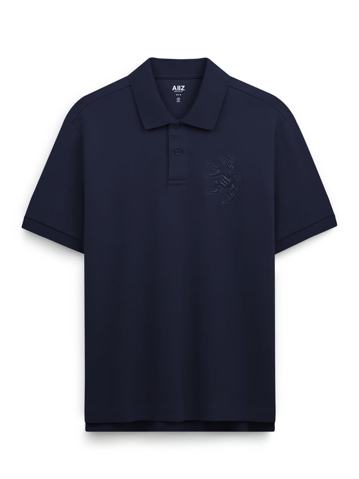 AIIZ Men's Big Lion Pique Polo Shirt (Navy / S)
