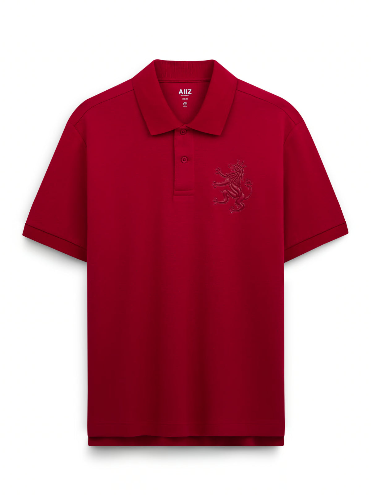 AIIZ Men's Big Lion Pique Polo Shirt (Red / S)