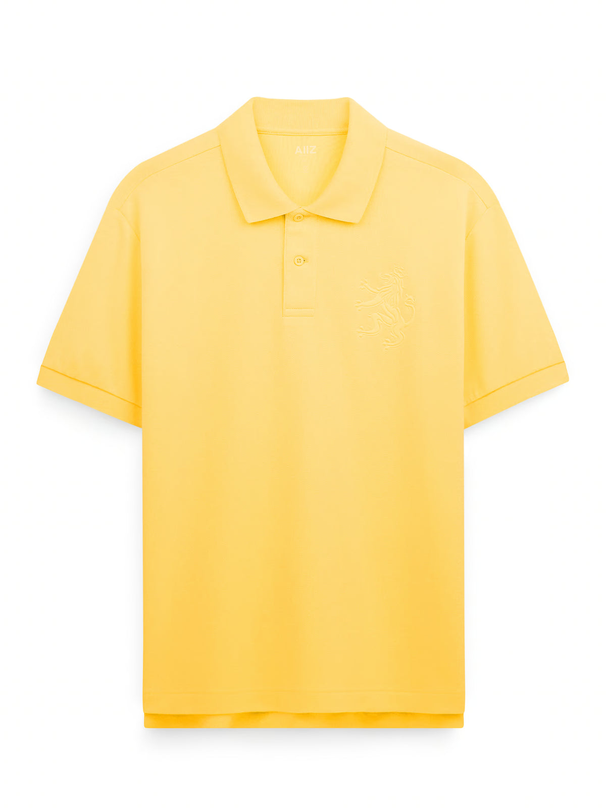 AIIZ Men's Big Lion Pique Polo Shirt (Yellow / S)