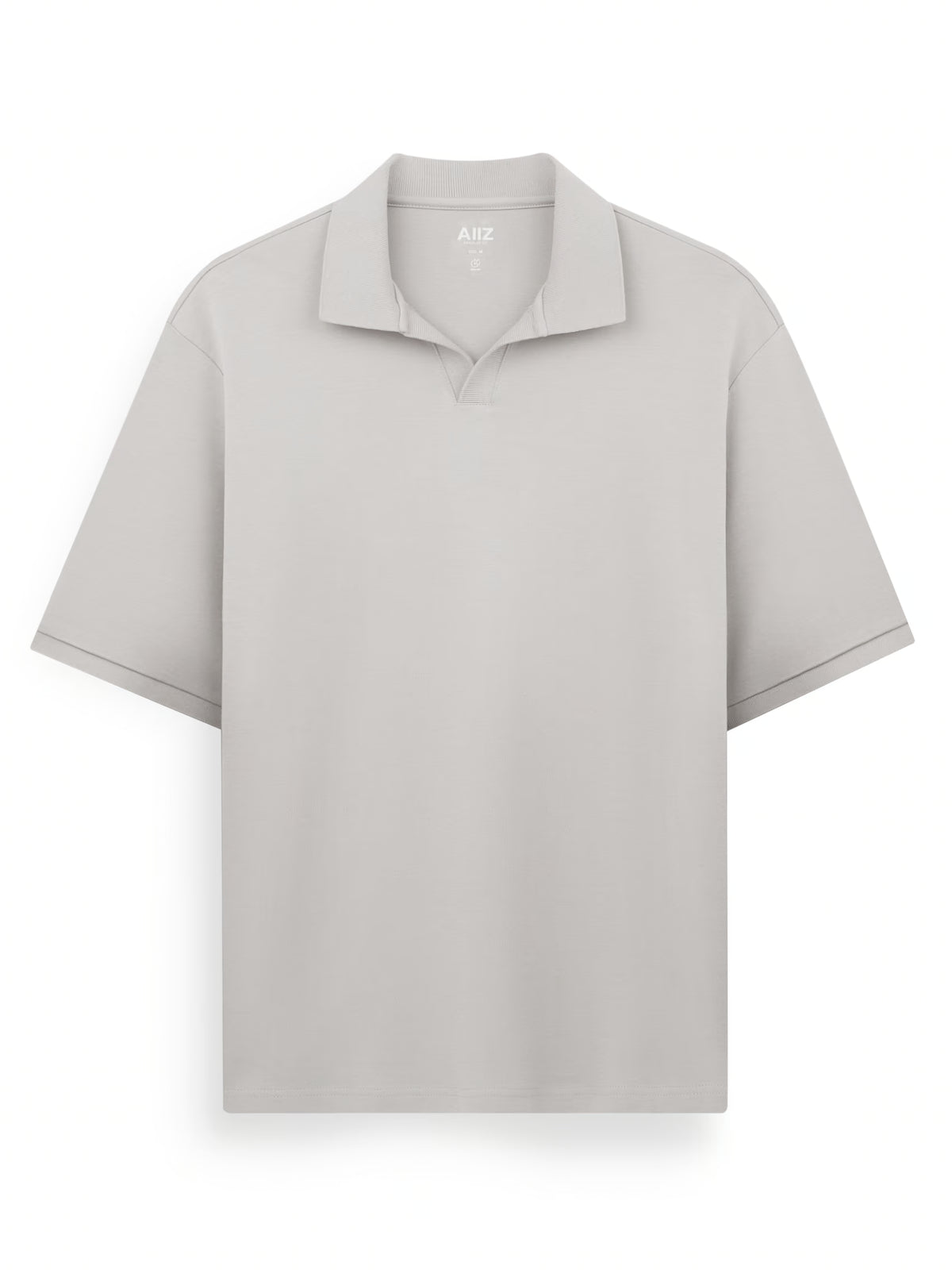 AIIZ Men's Open Collar Polo Shirt (Light Grey / S)