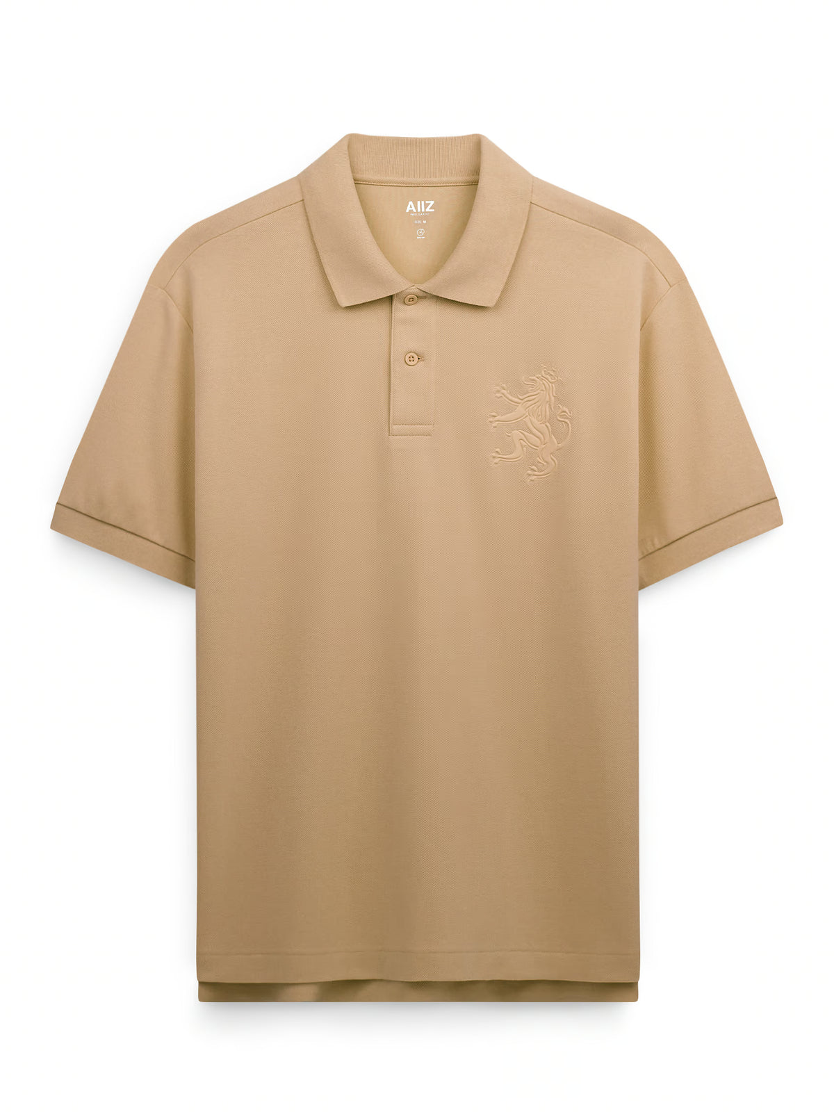 AIIZ Men's Big Lion Pique Polo Shirt (Khaki / S)