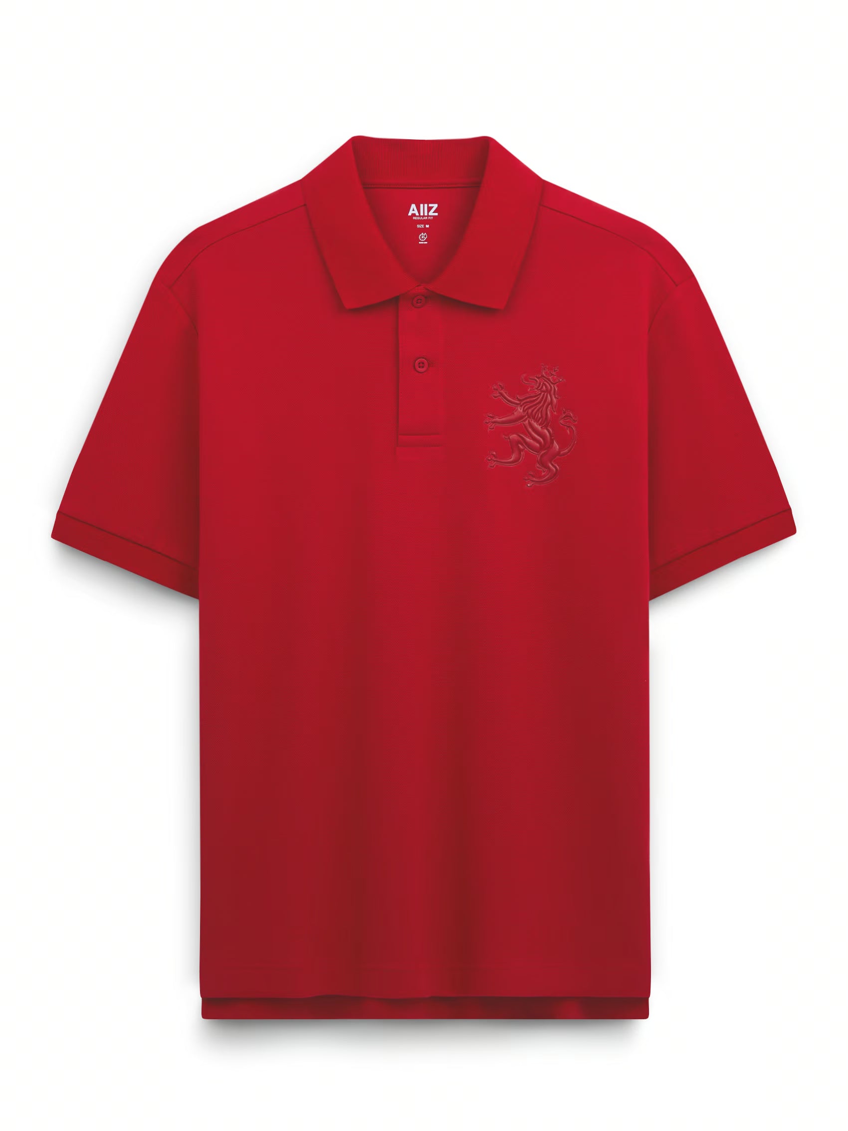 AIIZ Men's Big Lion Pique Polo Shirt