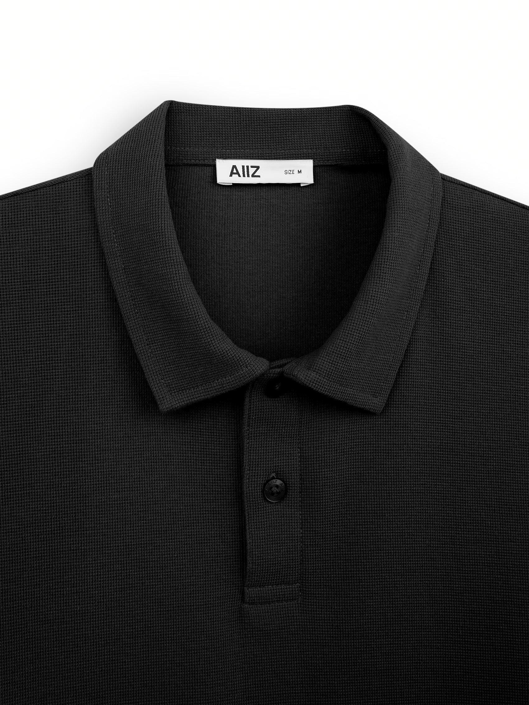 AIIZ Men's Solid Texture Polo Shirt