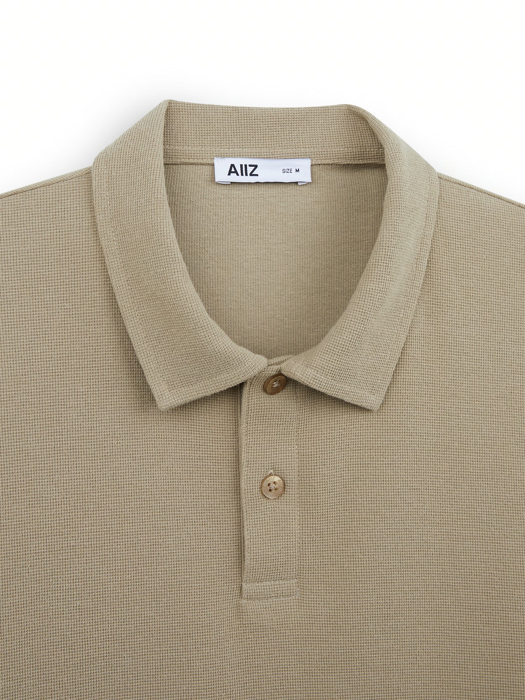 AIIZ Men's Solid Texture Polo Shirt