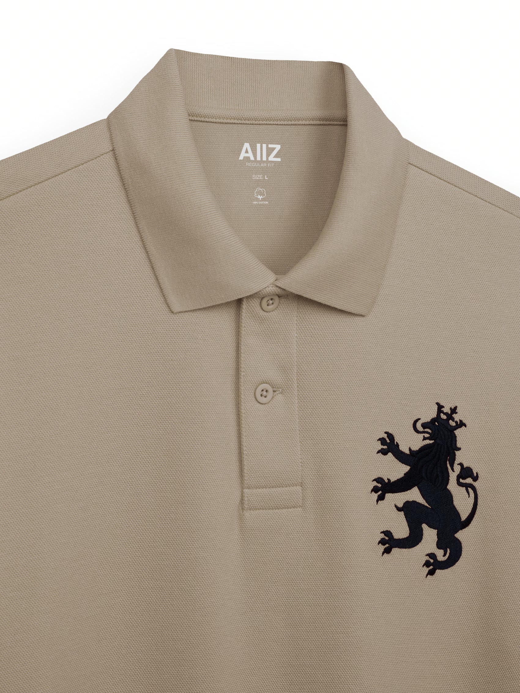 AIIZ Men's Big Lion Pique Polo Shirt