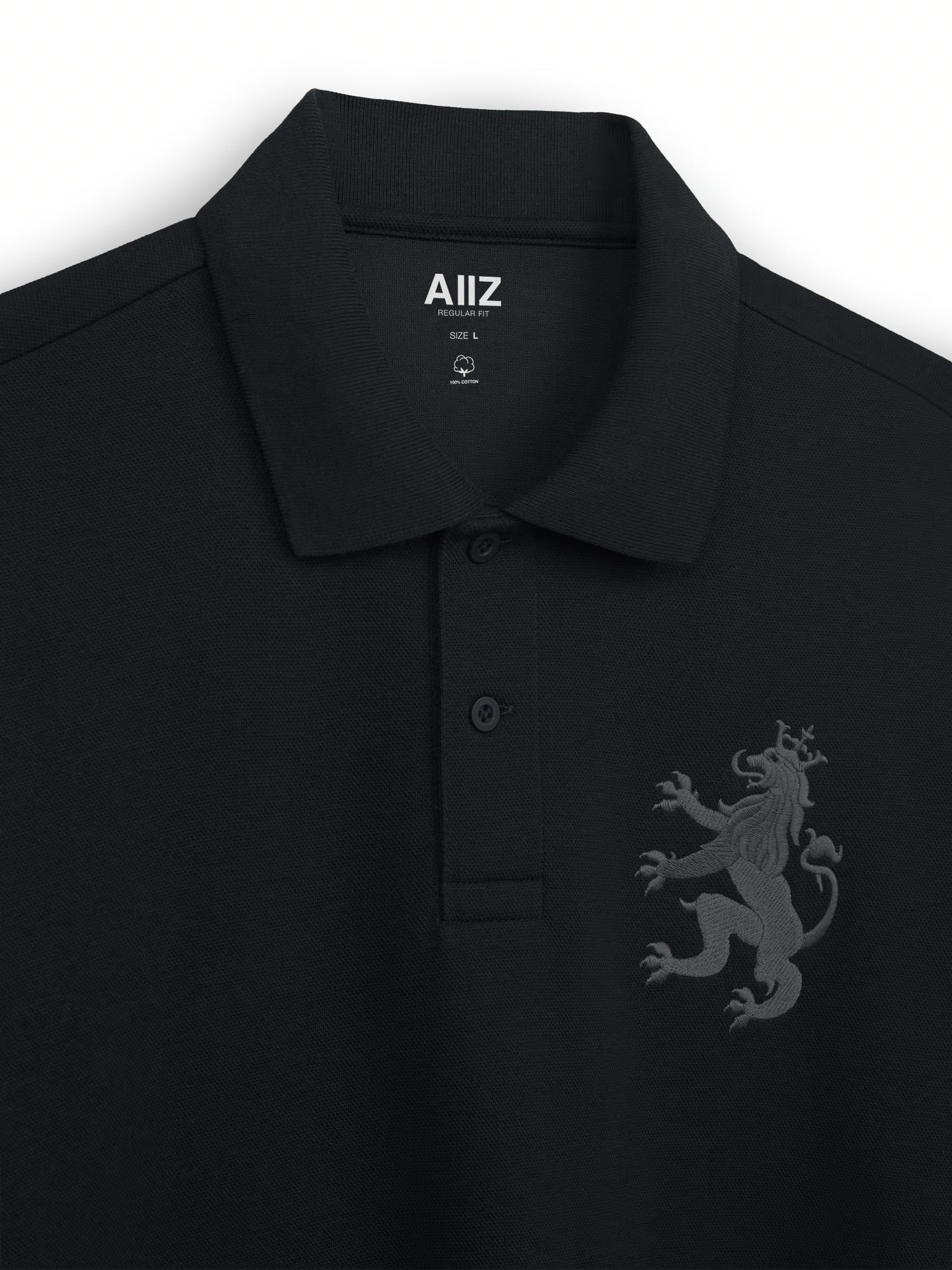 AIIZ Men's Big Lion Pique Polo Shirt