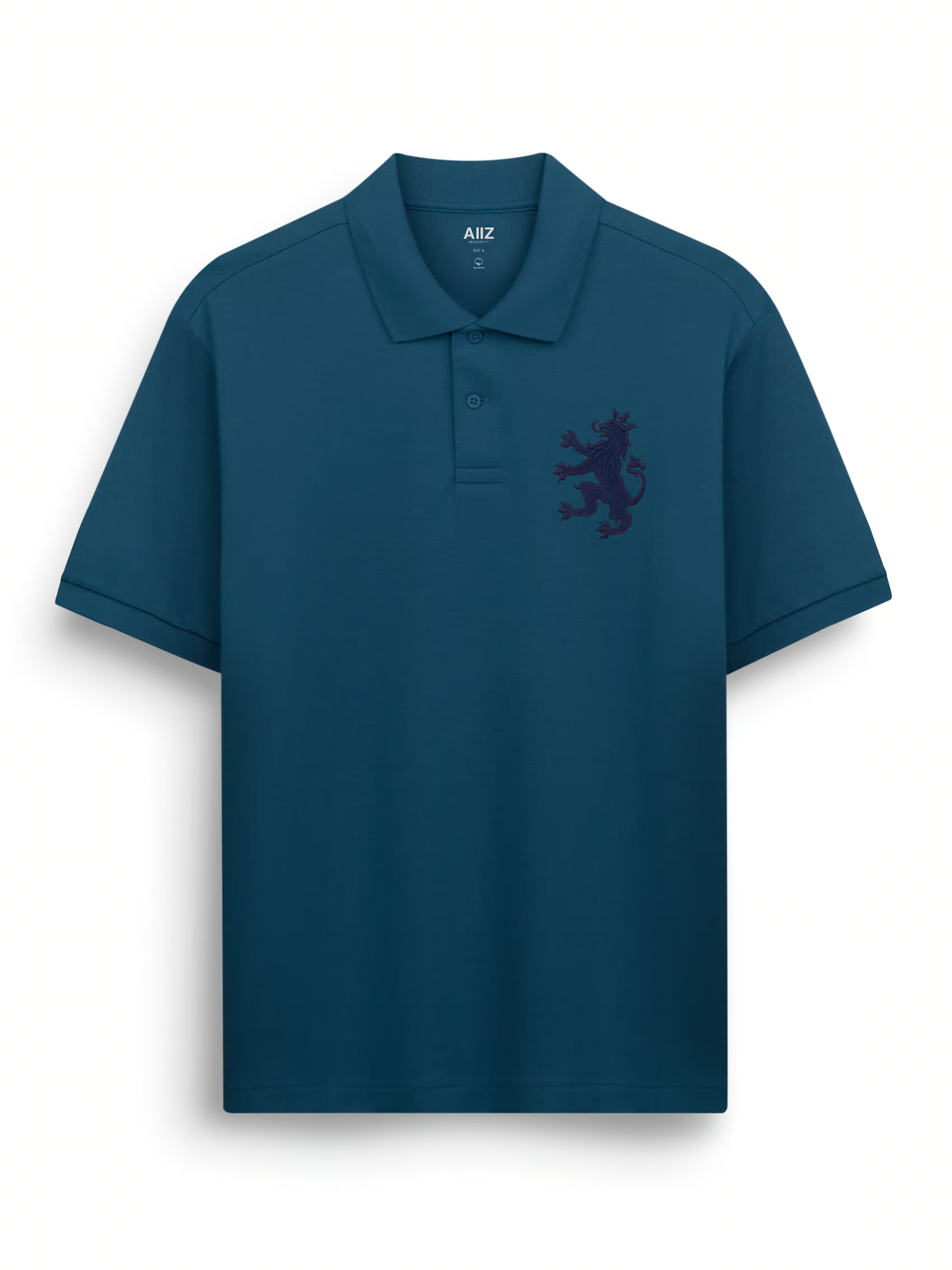 AIIZ Men's Big Lion Pique Polo Shirt (Midnigth Blue / S)