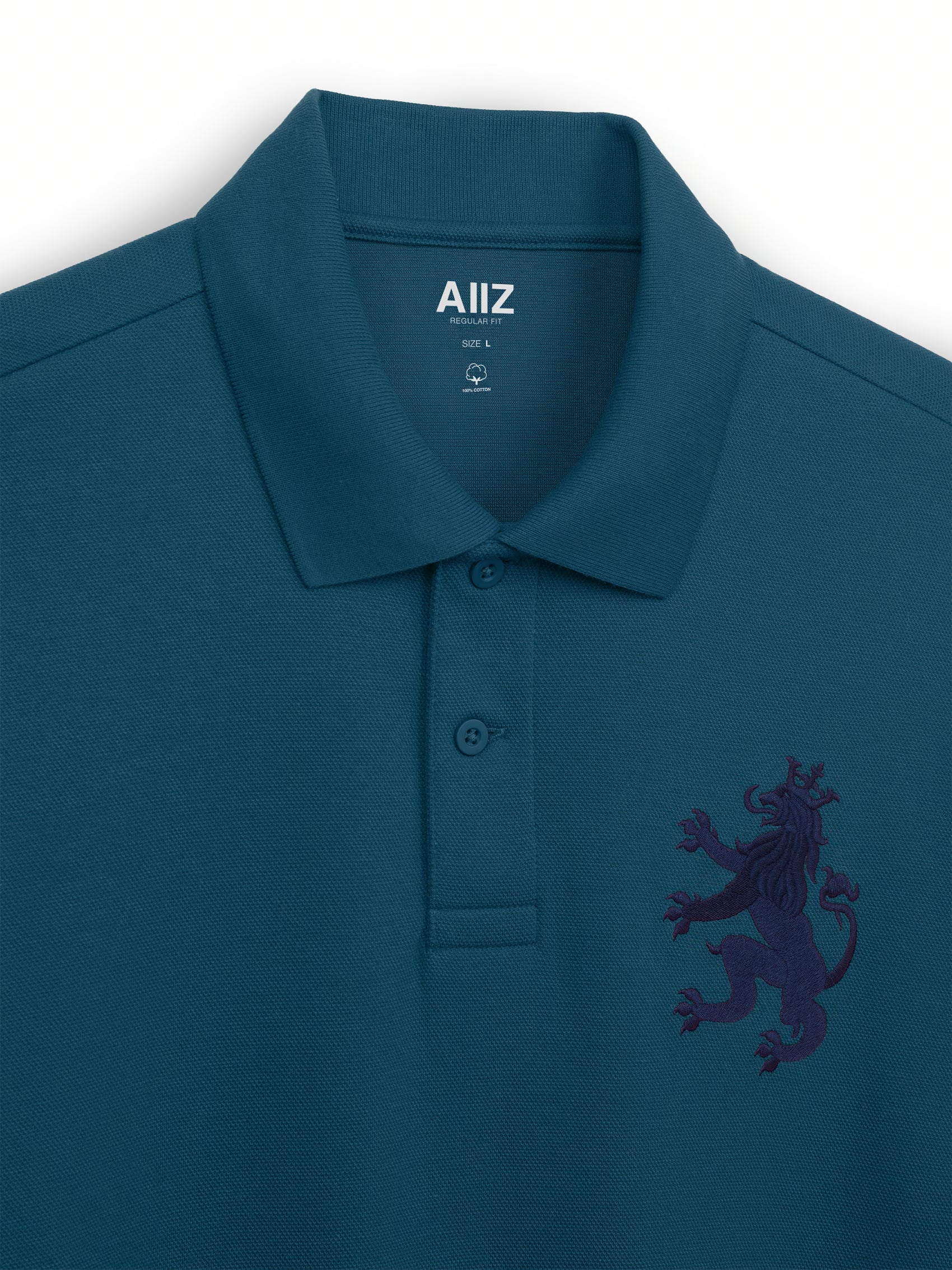 AIIZ Men's Big Lion Pique Polo Shirt