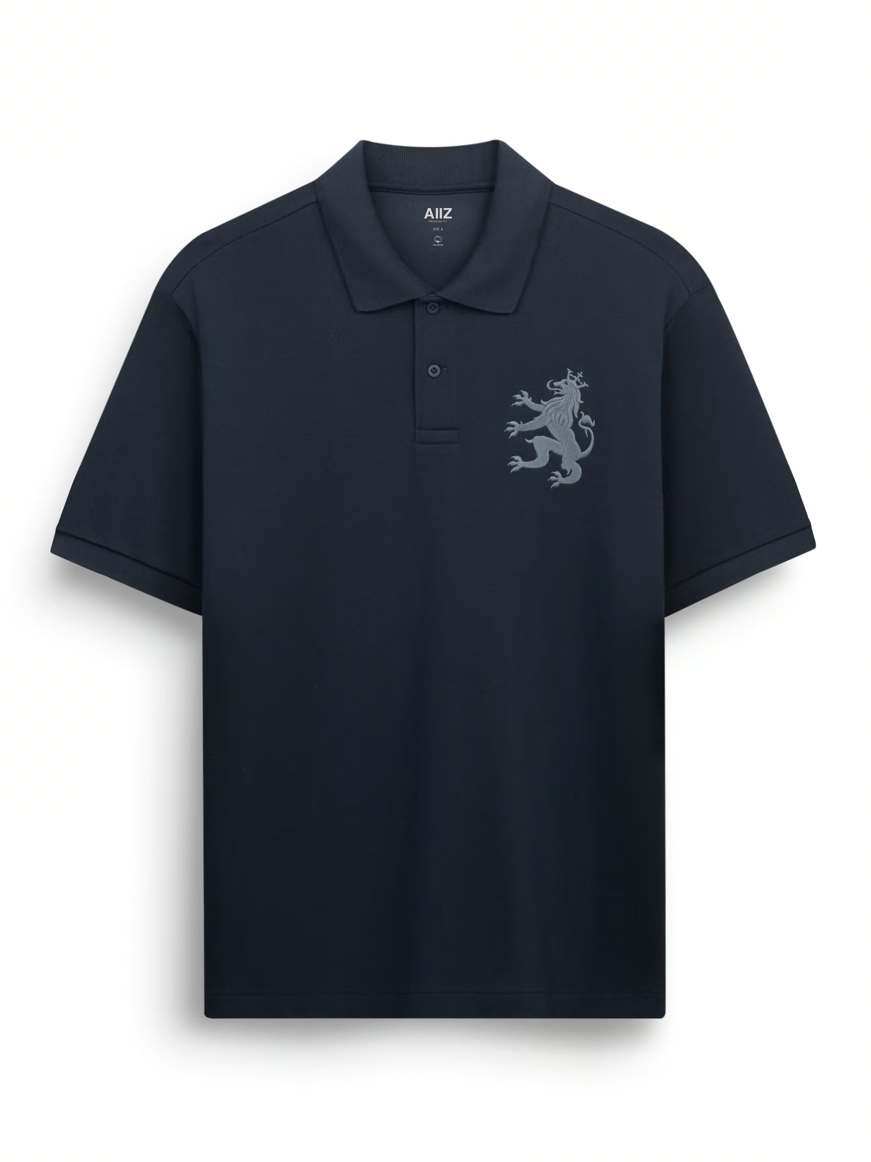 AIIZ Men's Big Lion Pique Polo Shirt (Navy / S)