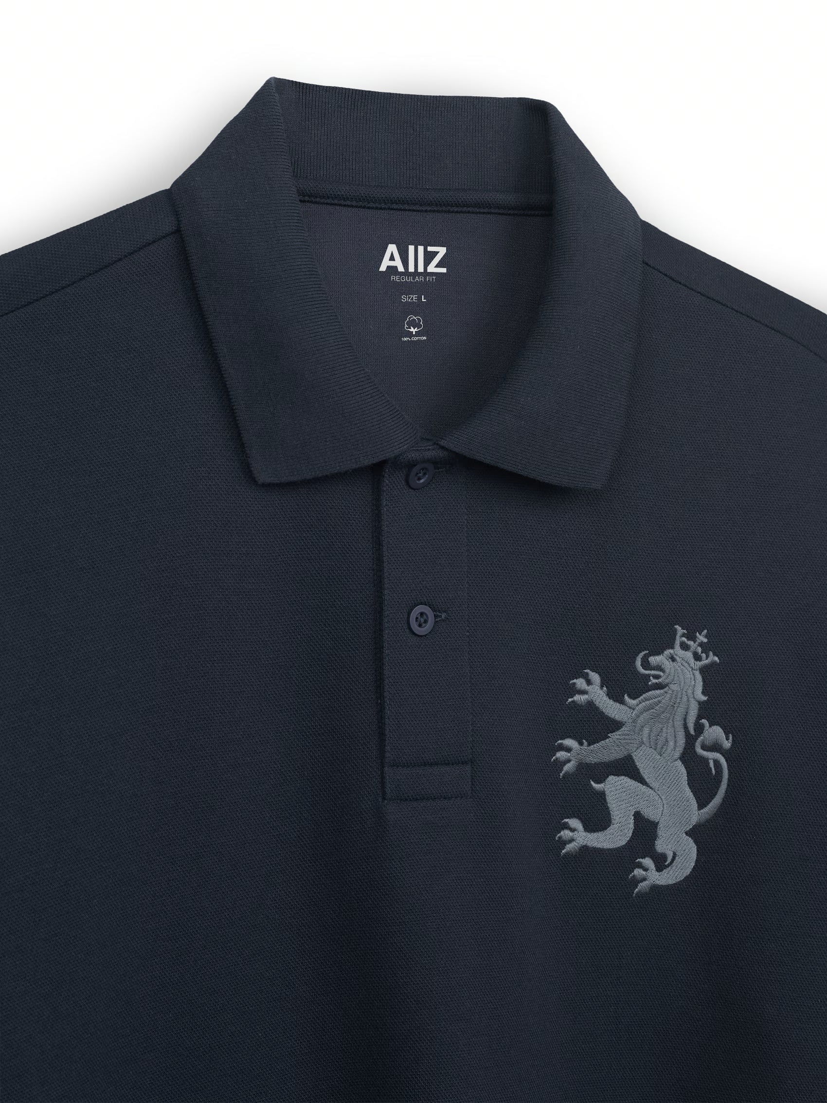 AIIZ Men's Big Lion Pique Polo Shirt