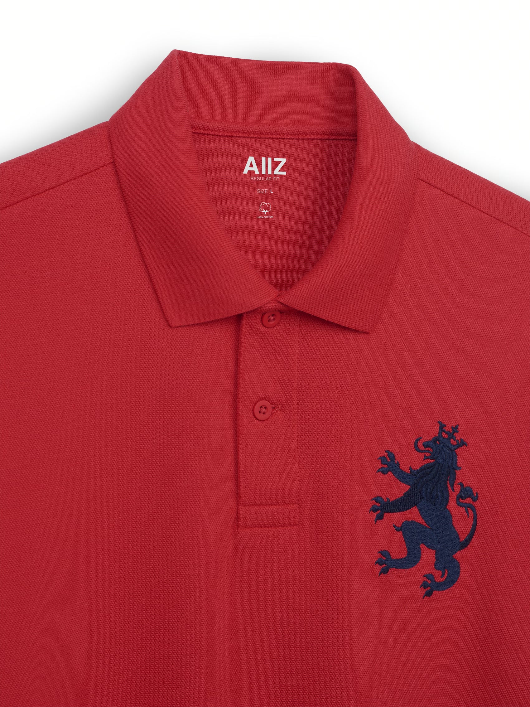 AIIZ Men's Big Lion Pique Polo Shirt