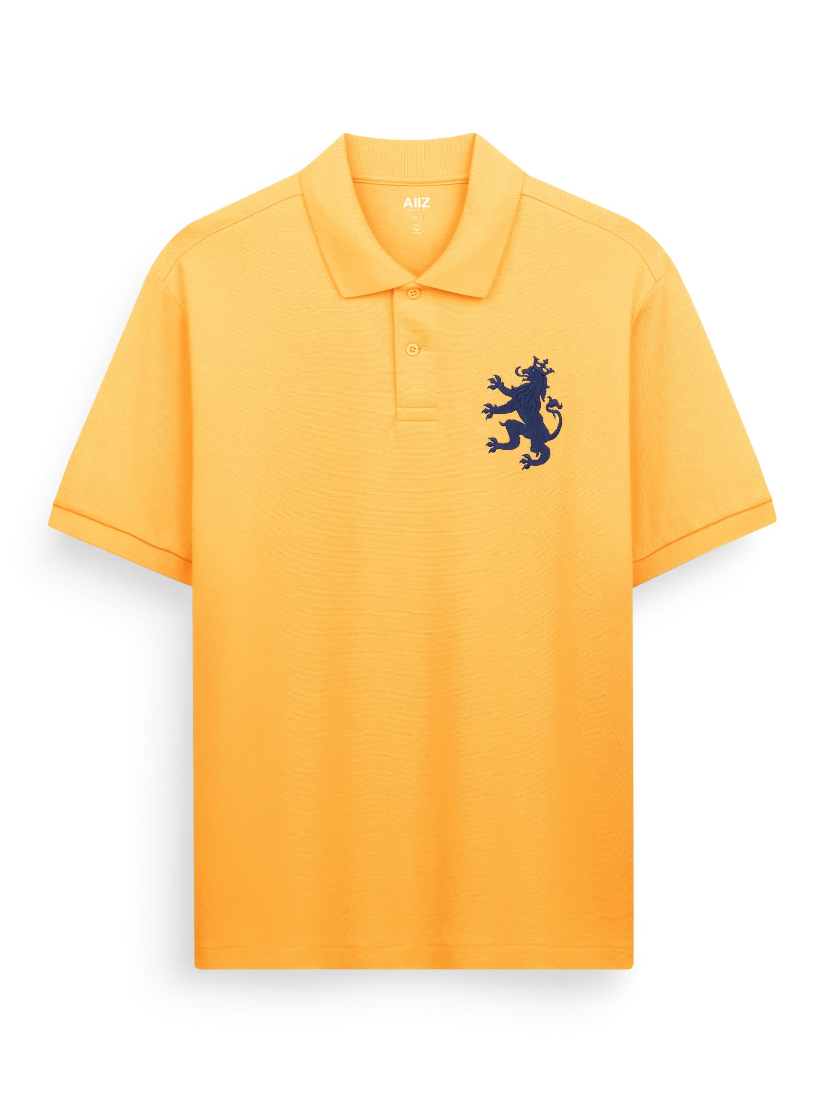 AIIZ Men's Big Lion Pique Polo Shirt (Yellow / S)