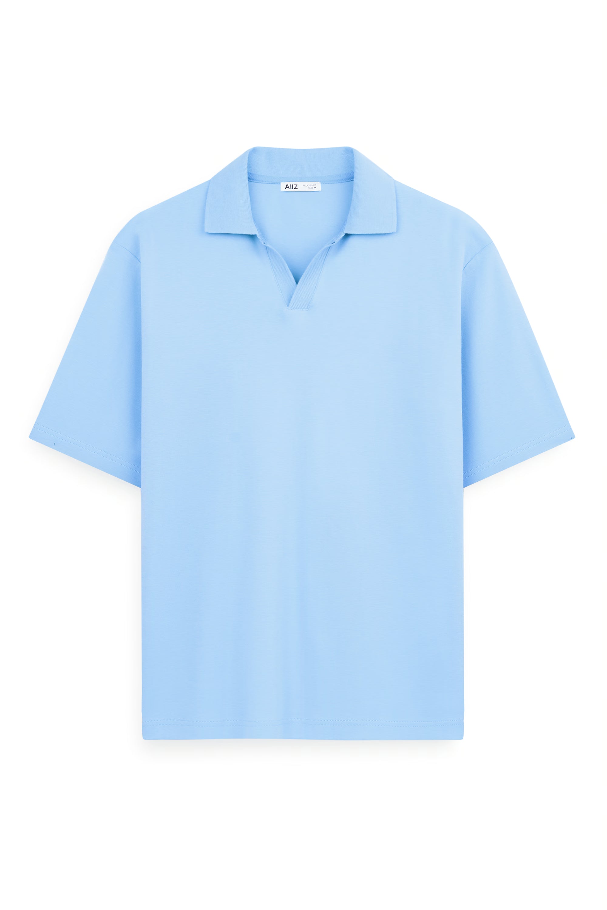 AIIZ Men's Open Collar Polo Shirt (Blue / S)