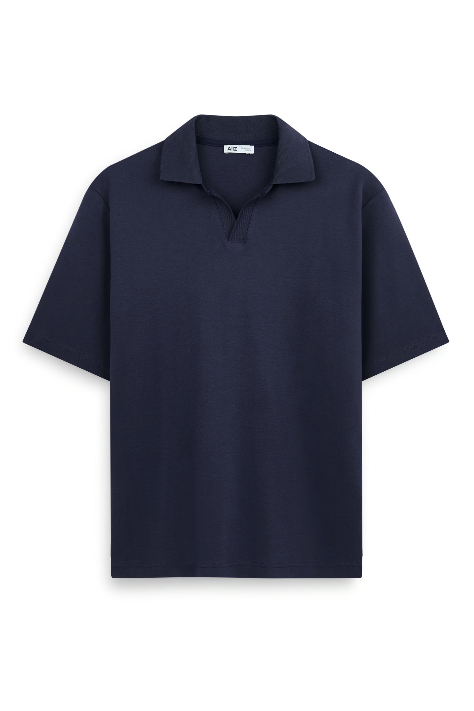 AIIZ Men's Open Collar Polo Shirt (Navy / S)