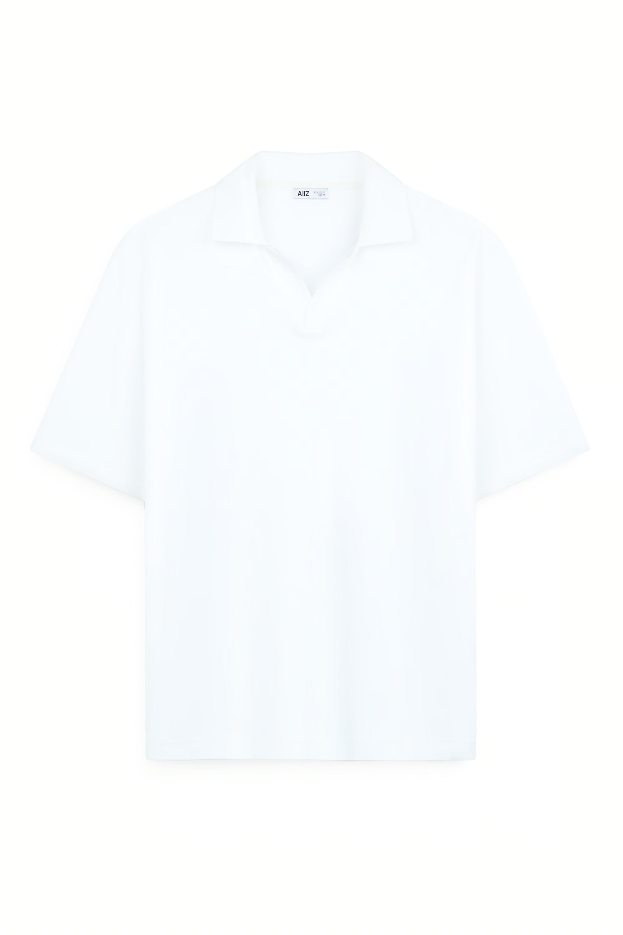 AIIZ Men's Open Collar Polo Shirt (White / S)