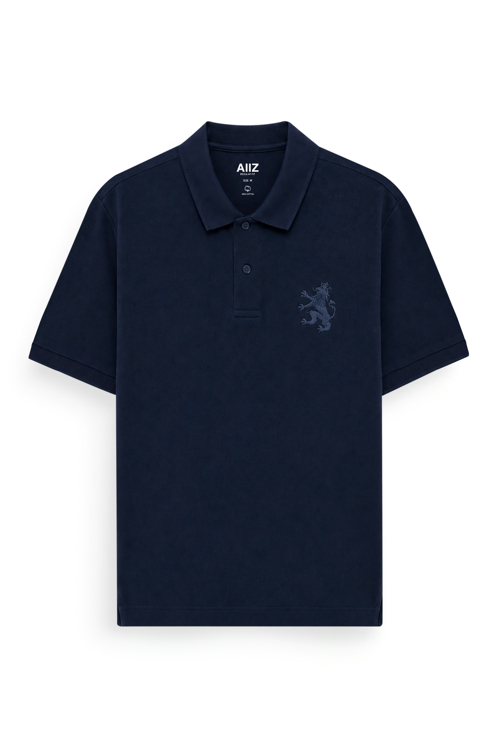 AIIZ Men's Lion Pique Polo Shirt (Navy / S)