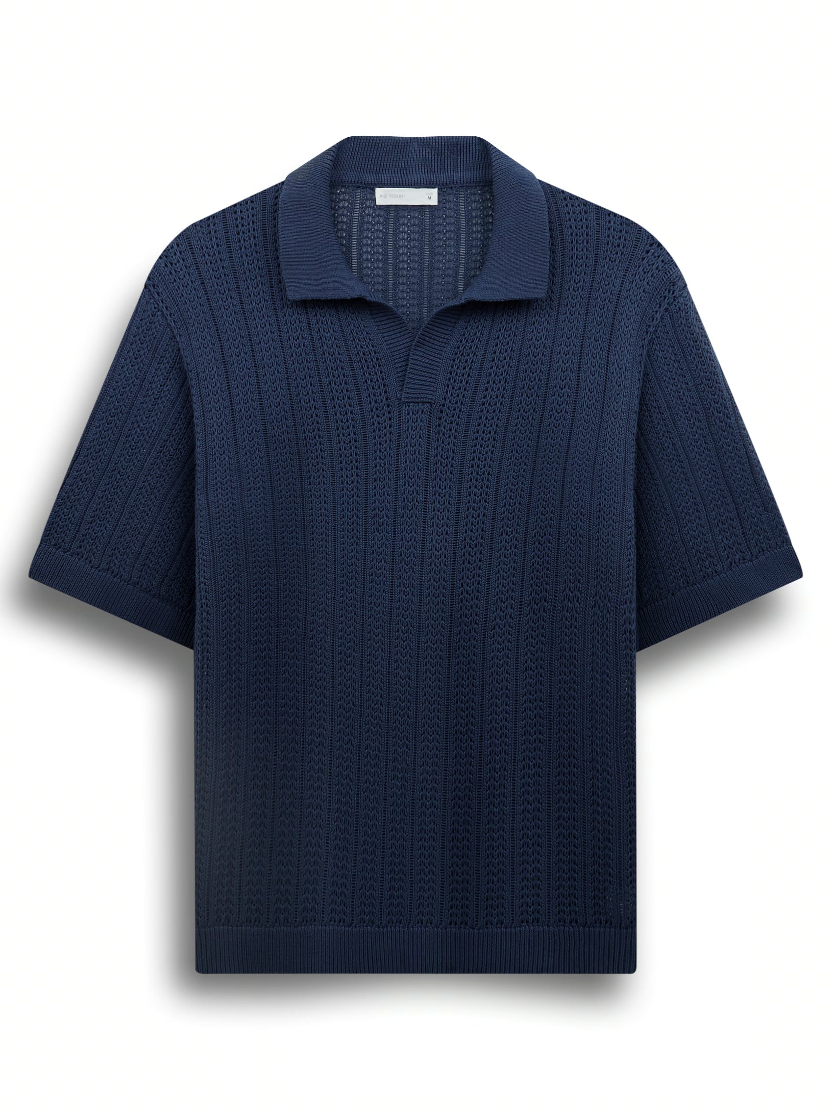 AIIZ Men’s Open Collar Polo Shirt (Dark Blue / S)