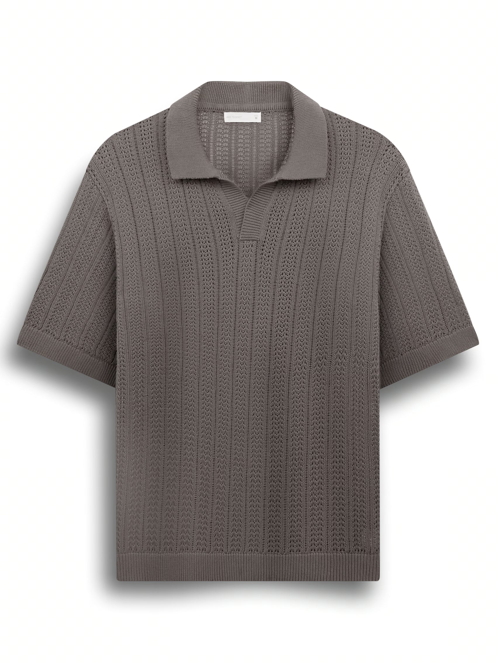 AIIZ Men’s Open Collar Polo Shirt (Ovaltine / S)