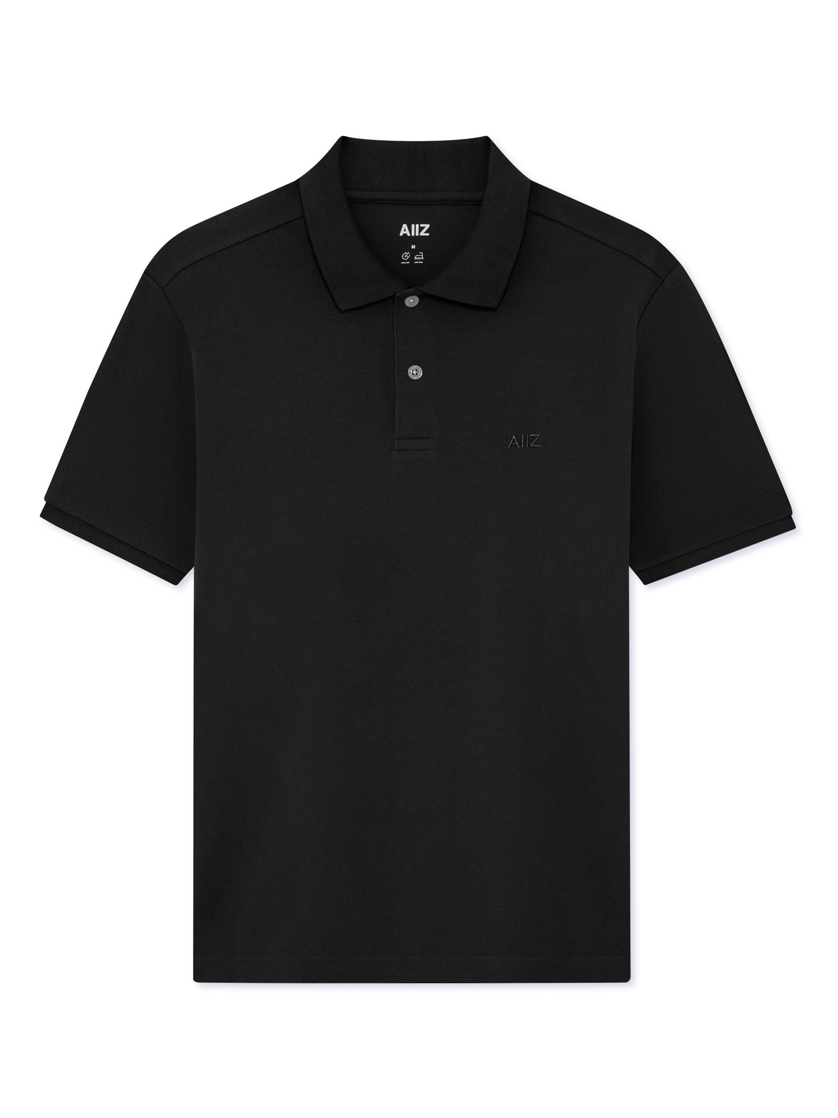 Men’s Cotton Polyester AIIZ Logo Polo Shirt (Black / S)