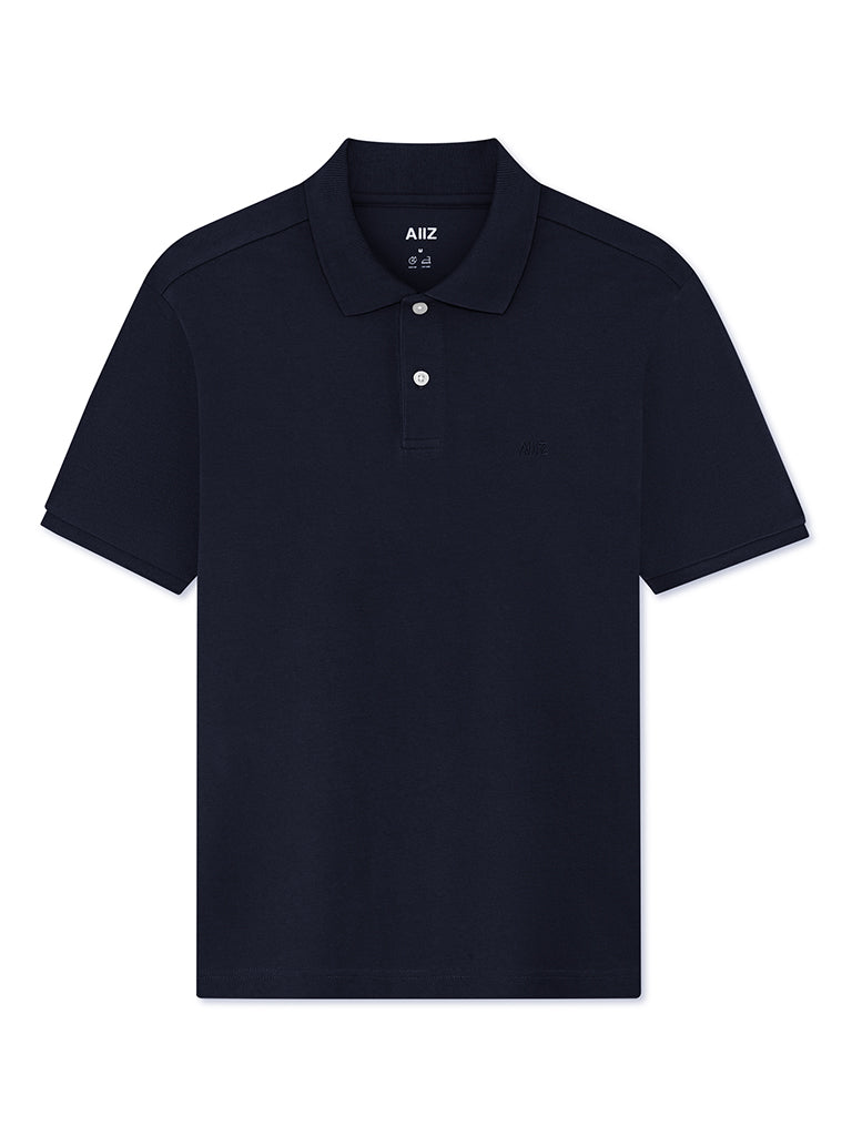 Men’s Cotton Polyester AIIZ Logo Polo Shirt (Navy / S)