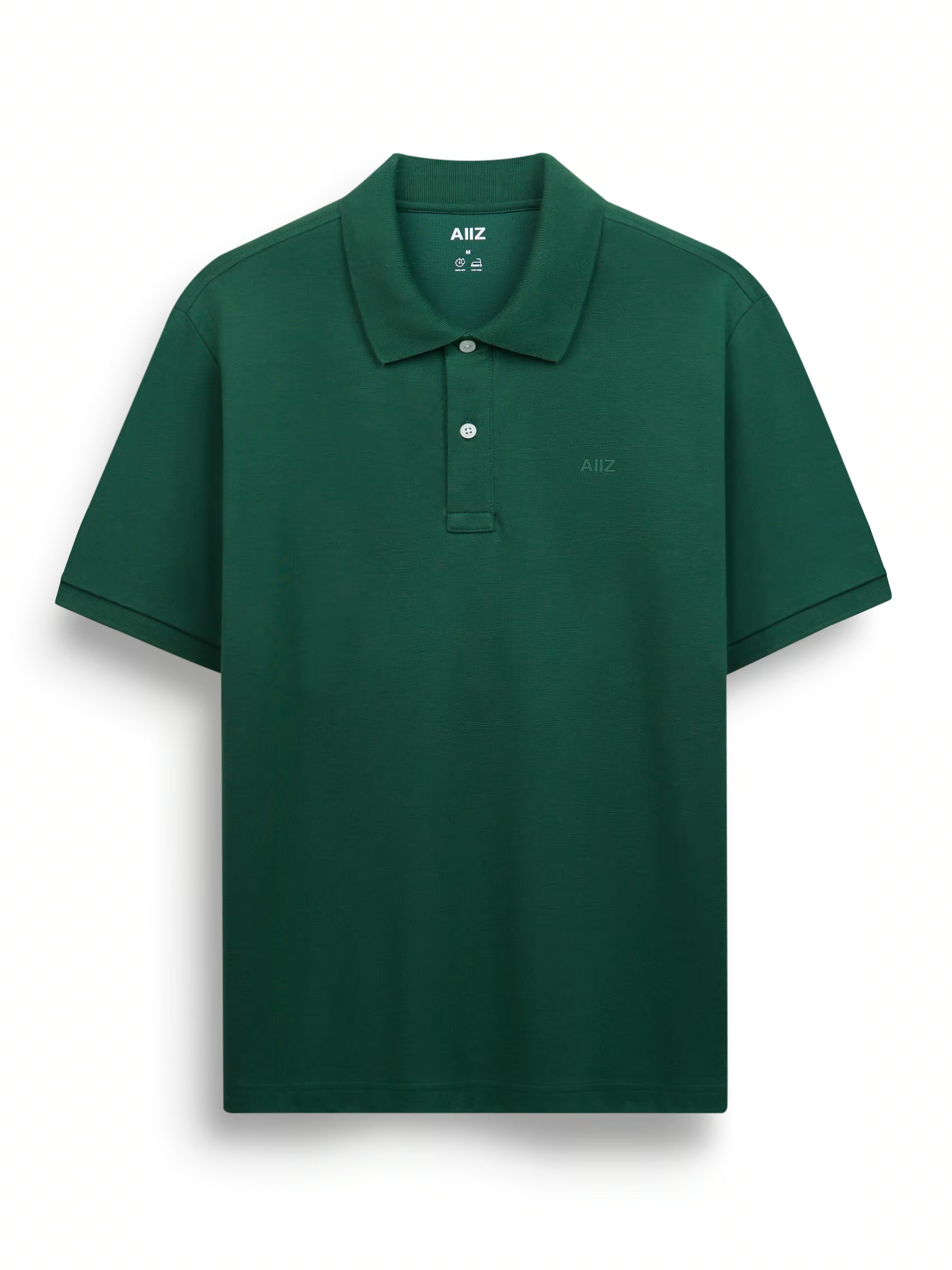 Men’s Cotton Polyester AIIZ Logo Polo Shirt (Dark Green / S)