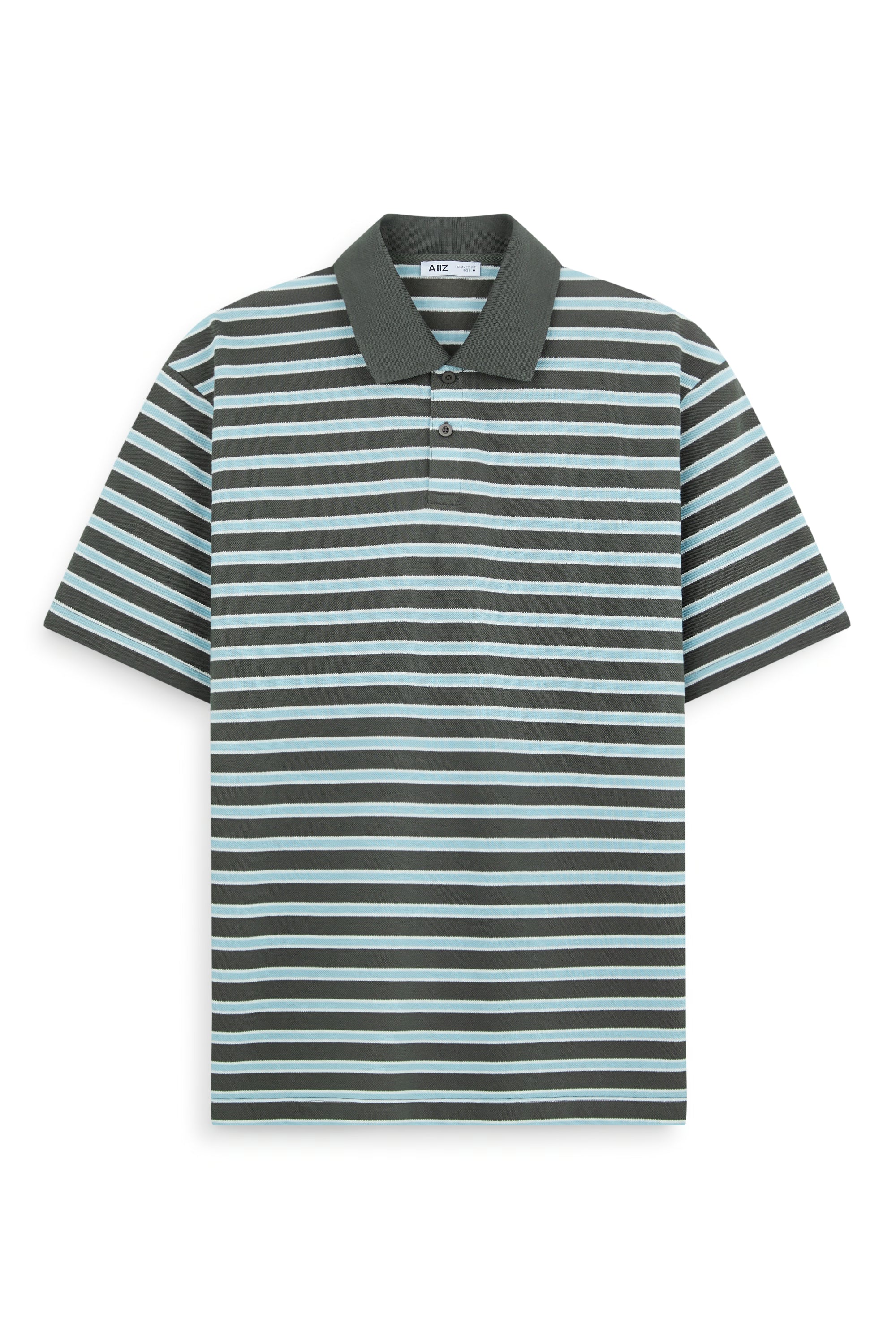 AIIZ Men's Striped Polo Shirt (Dark Green / S)