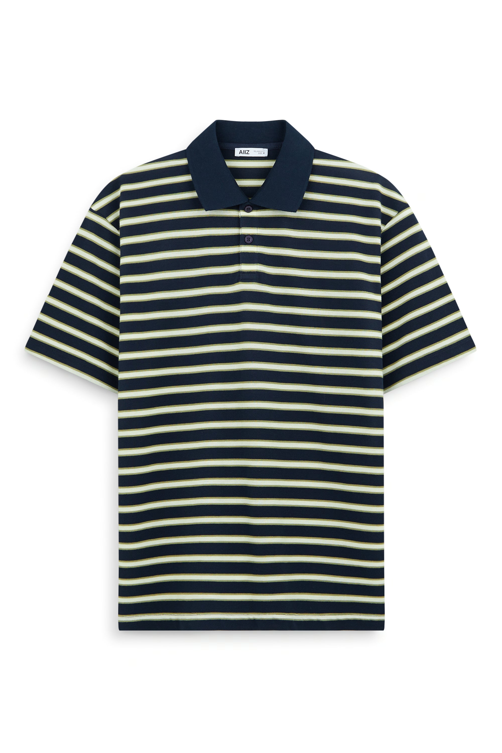 AIIZ Men's Striped Polo Shirt (Navy / S)