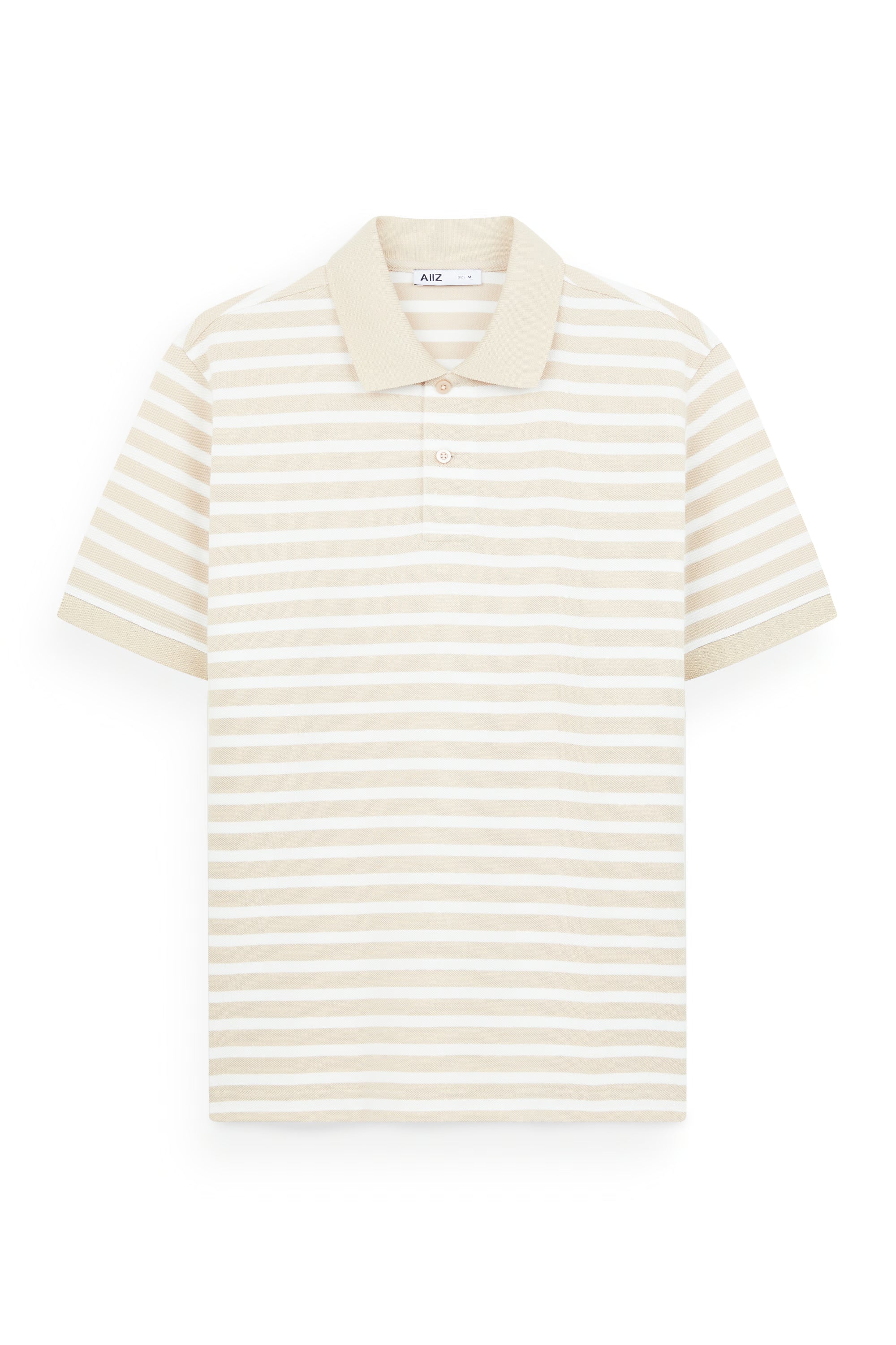 AIIZ Men's Striped Polo Shirt (Beige / S)