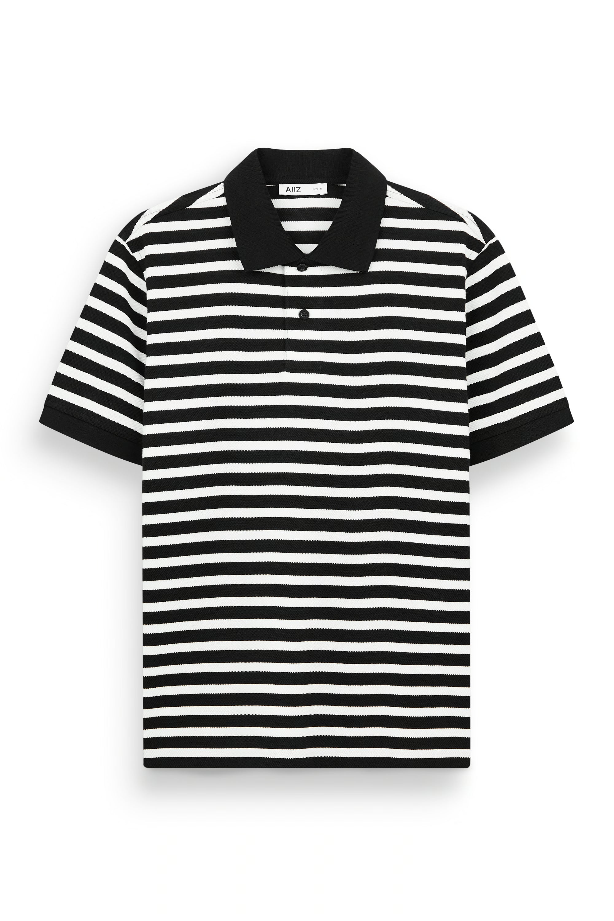 AIIZ Men's Striped Polo Shirt (Black / S)
