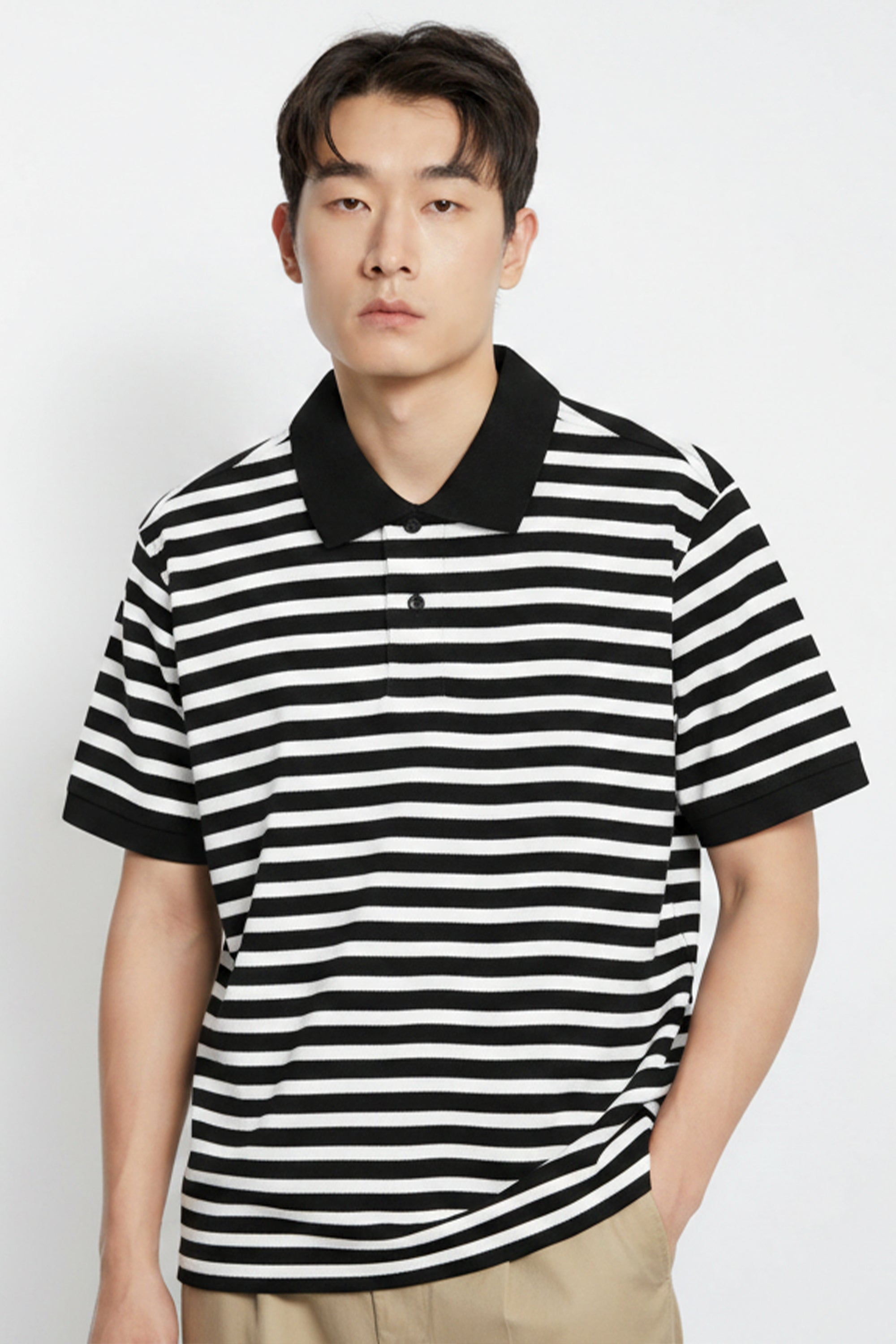 AIIZ Men's Striped Polo Shirt