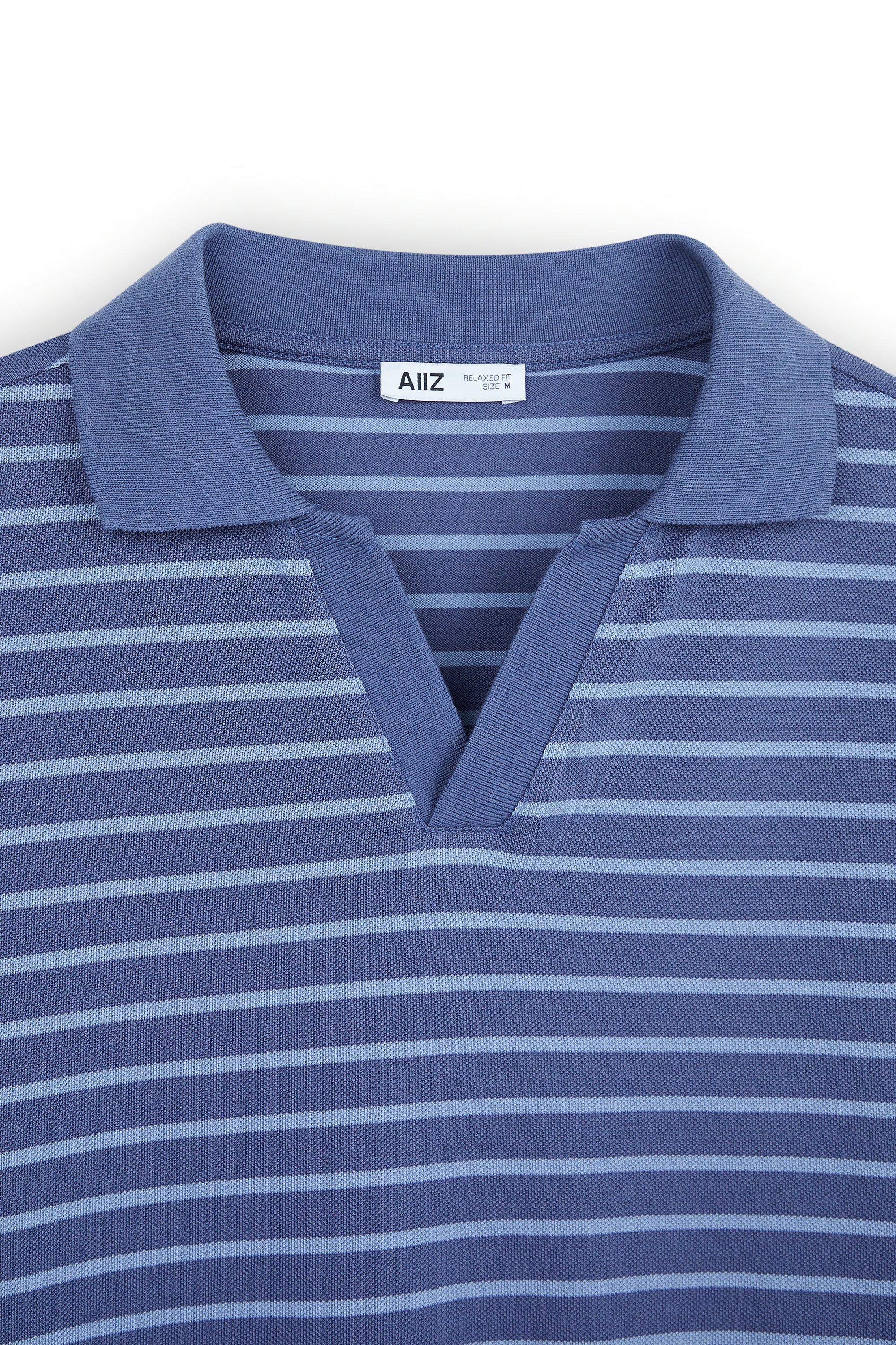 AIIZ Men’s Striped Open Collar Polo Shirt