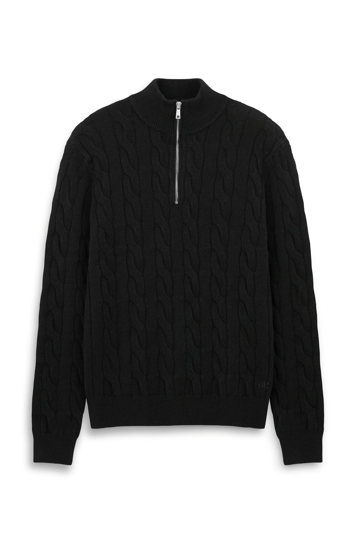 Urban Weaver Cable Knit Half-Zip Sweater (Black / S)