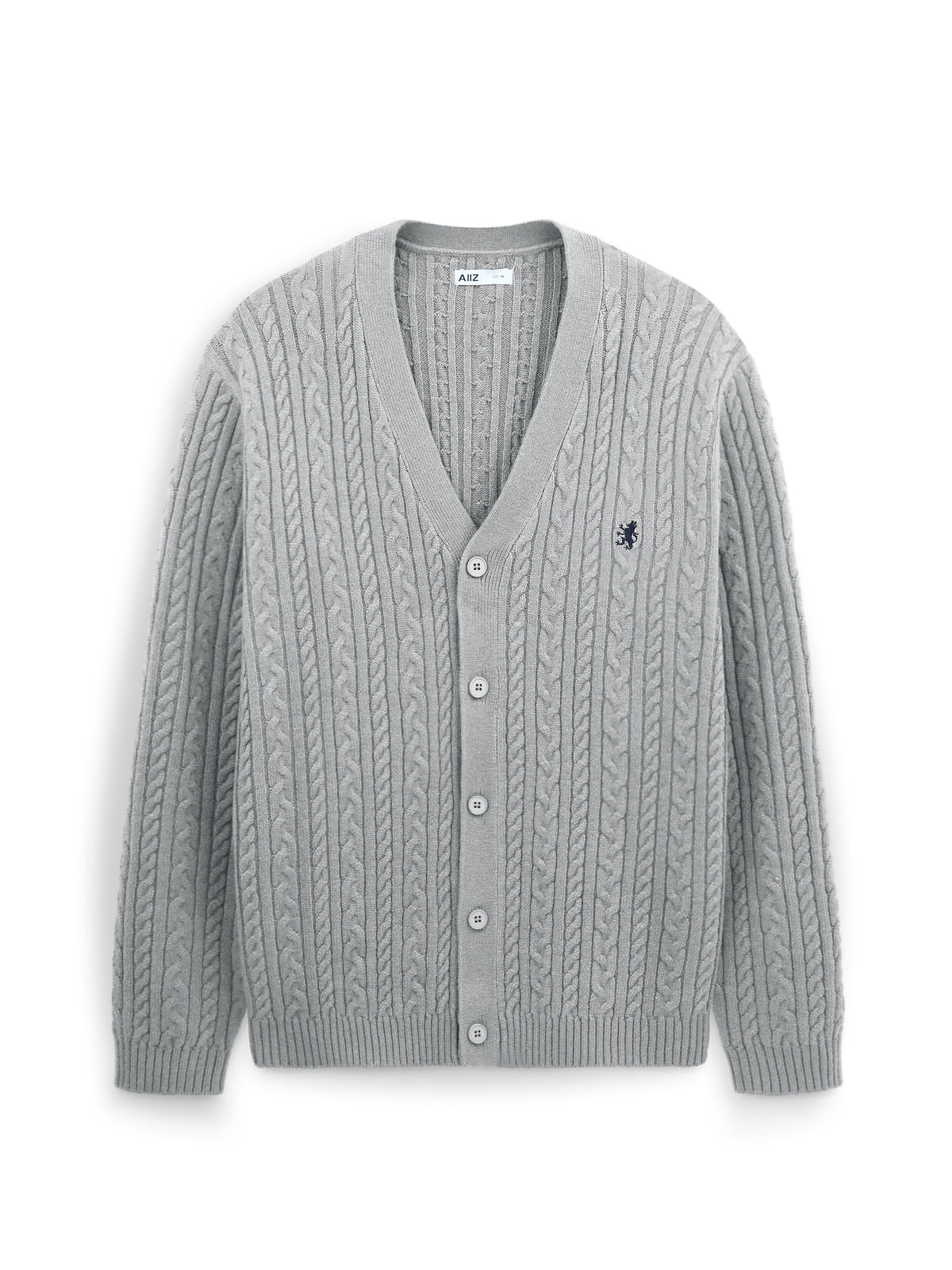 AIIZ Men's Cable Flat Knit Cardigan